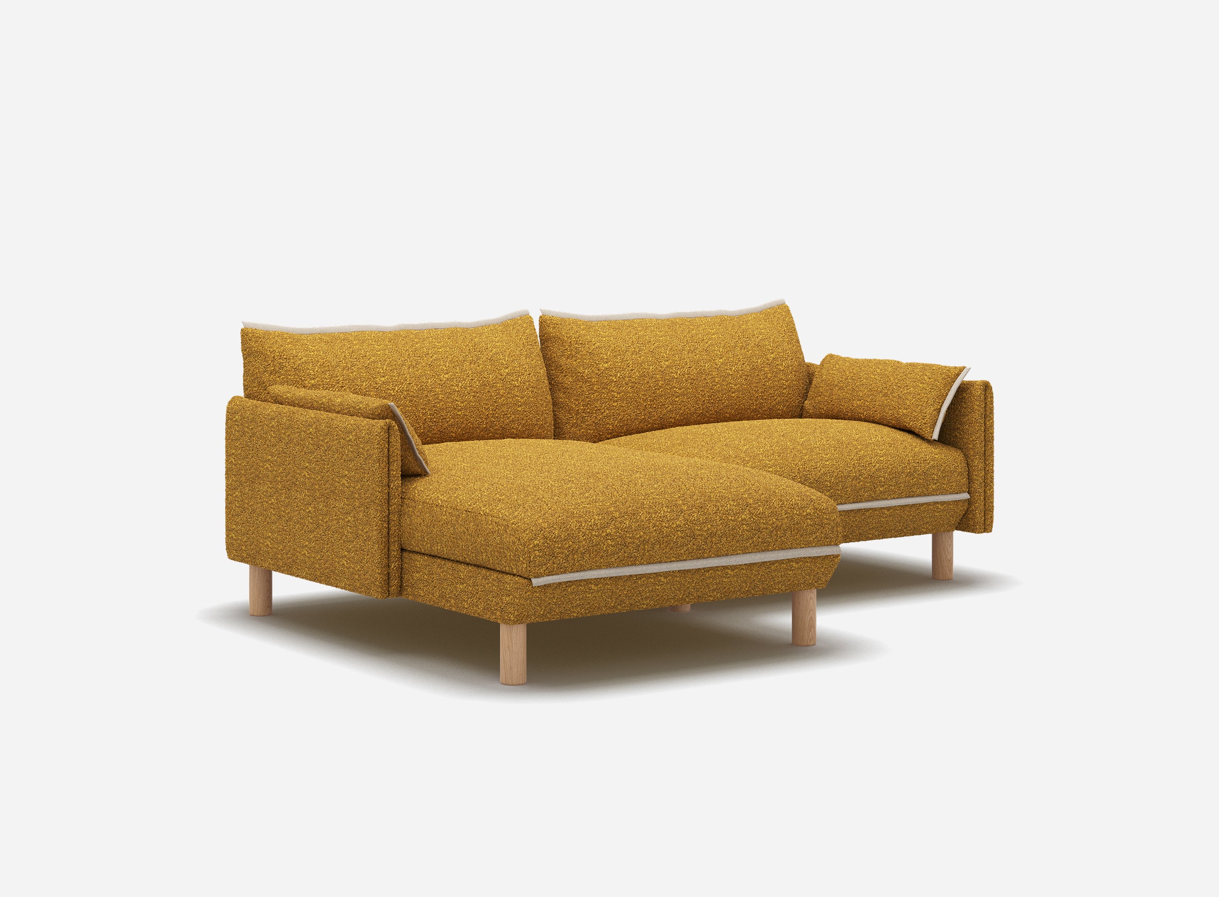 Cozy 3 Seater LH Chaise Sofa | Mustard Boucle