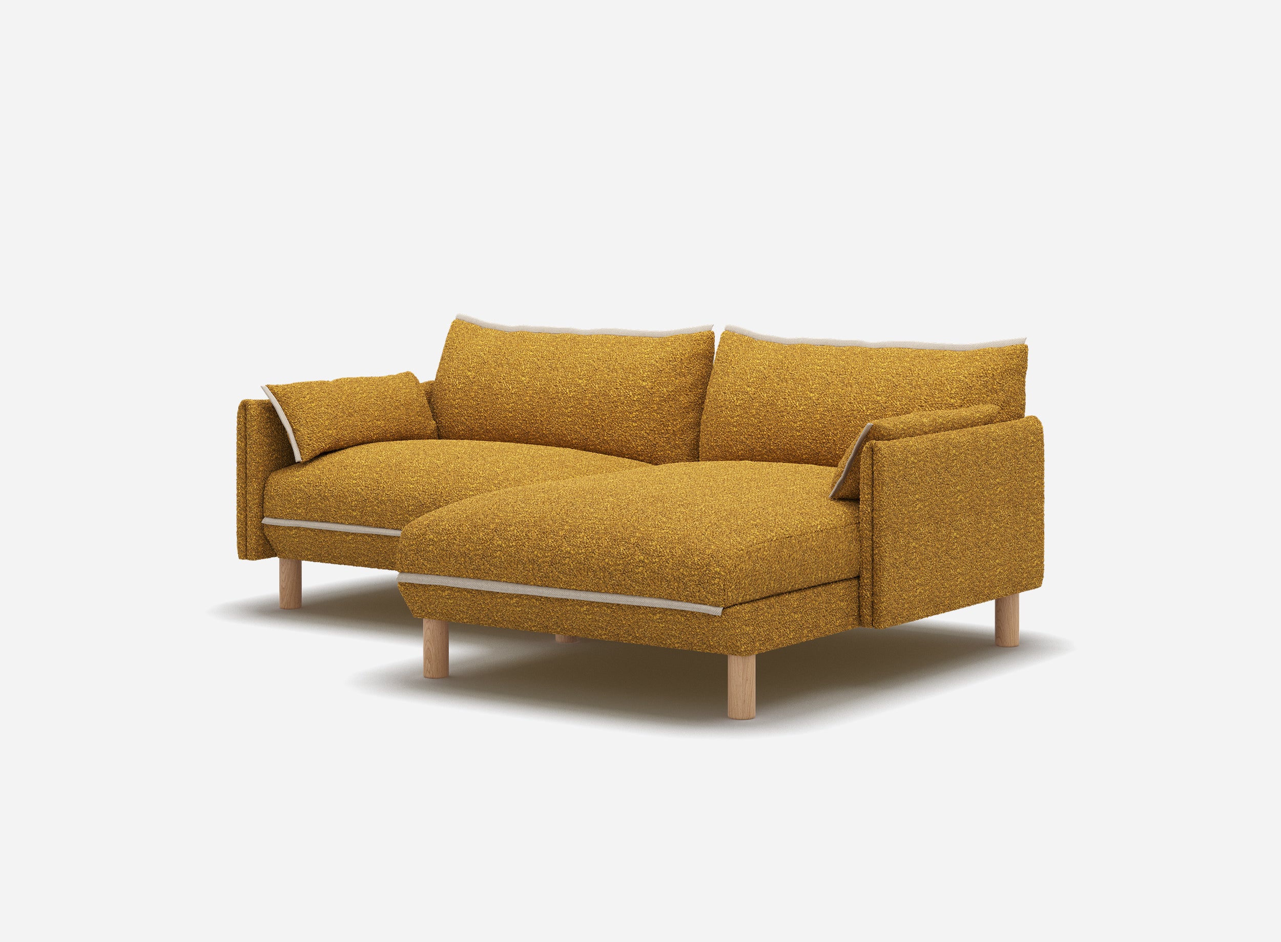 Cozy 3 Seater RH Chaise Sofa | Mustard Boucle