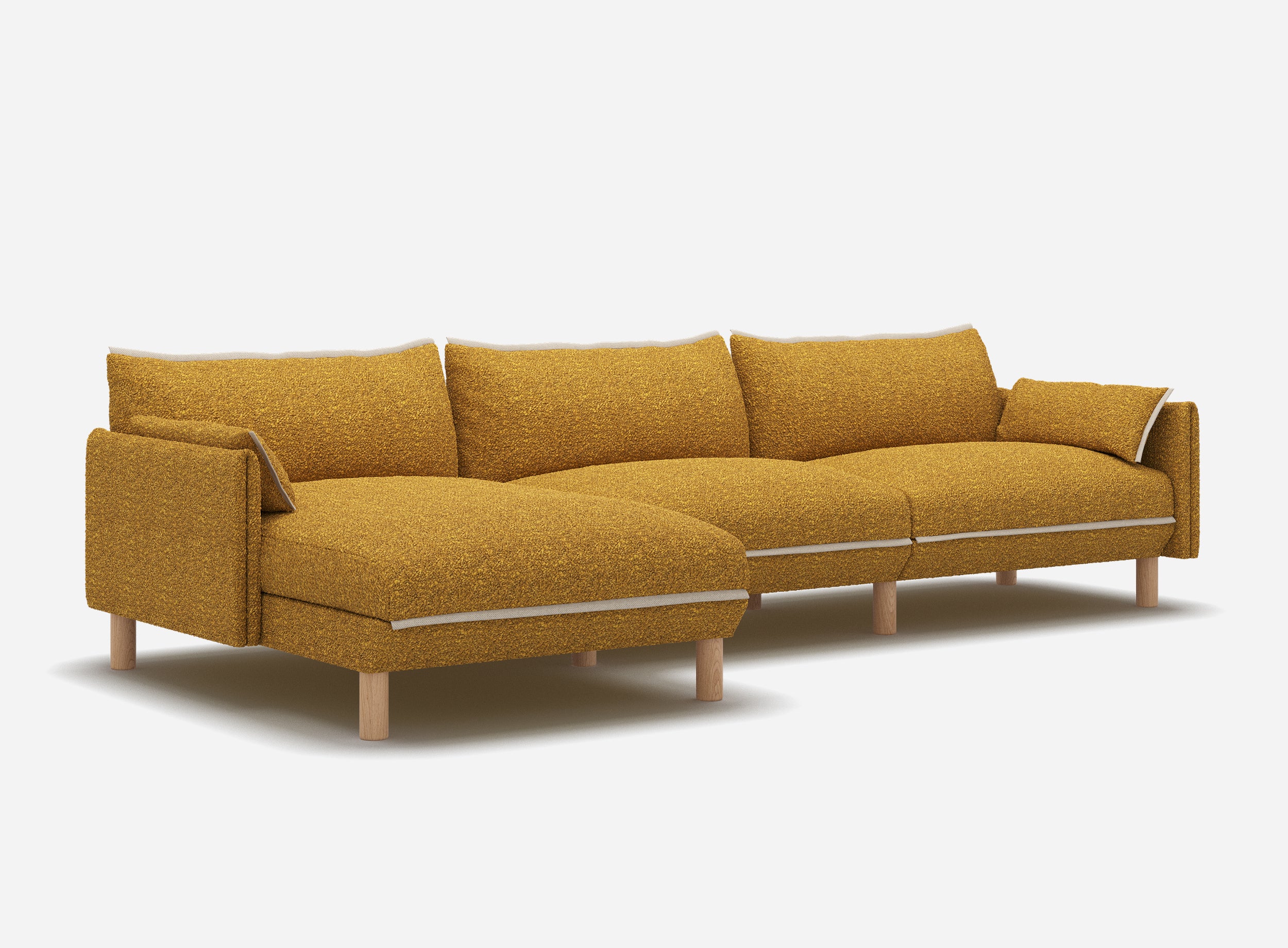 Cozy 5 Seater LH Chaise Sofa | Mustard Boucle