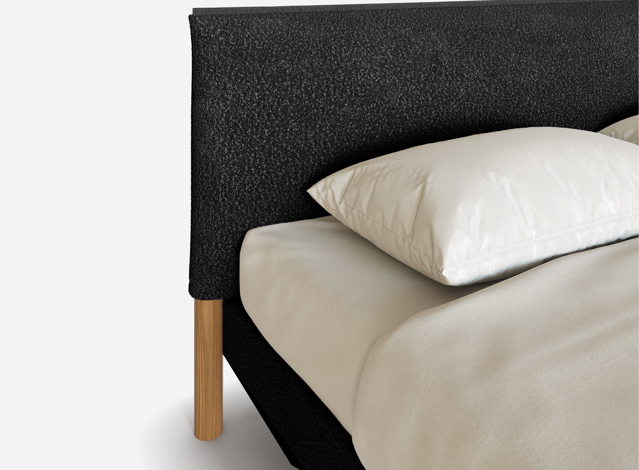 Cozy Bed | Double - Black Boucle Frame | Black Boucle Headboard