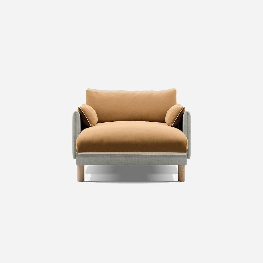 1.5 Seater Chaise Sofa | Weave Ecru - Cozmo @ Ochre Cotton Jacket | Natural Trim