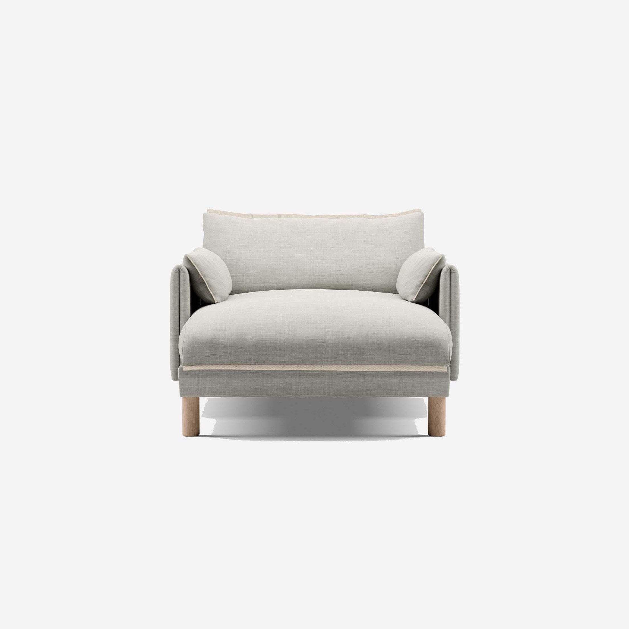 1.5 Seater Chaise Sofa | Weave Ecru - Cozmo @ Ecru Weave Jacket | Natural Trim