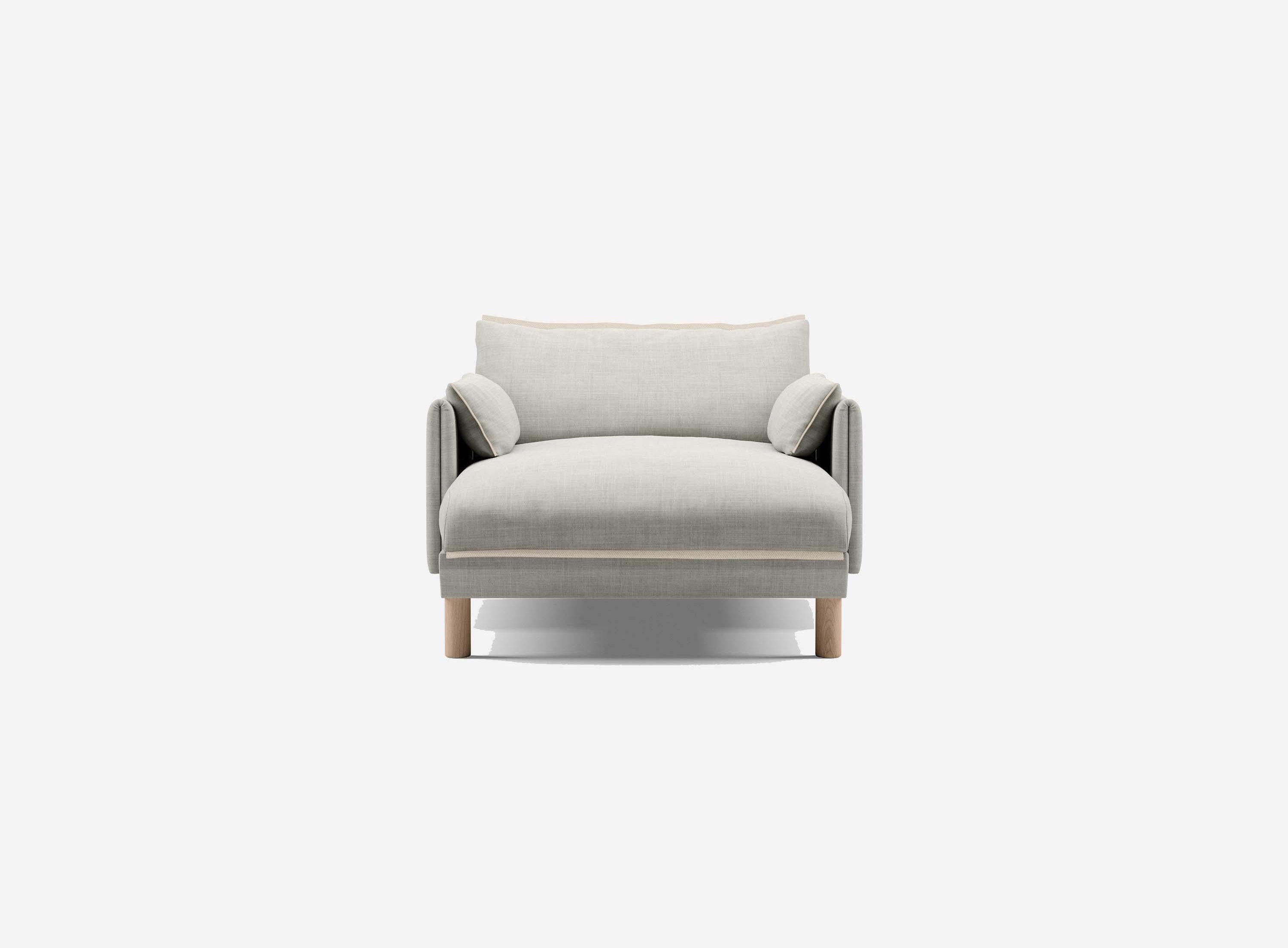 1.5 Seater Chaise Sofa | Weave Ecru - Cozmo @ Ecru Weave Jacket | Natural Trim