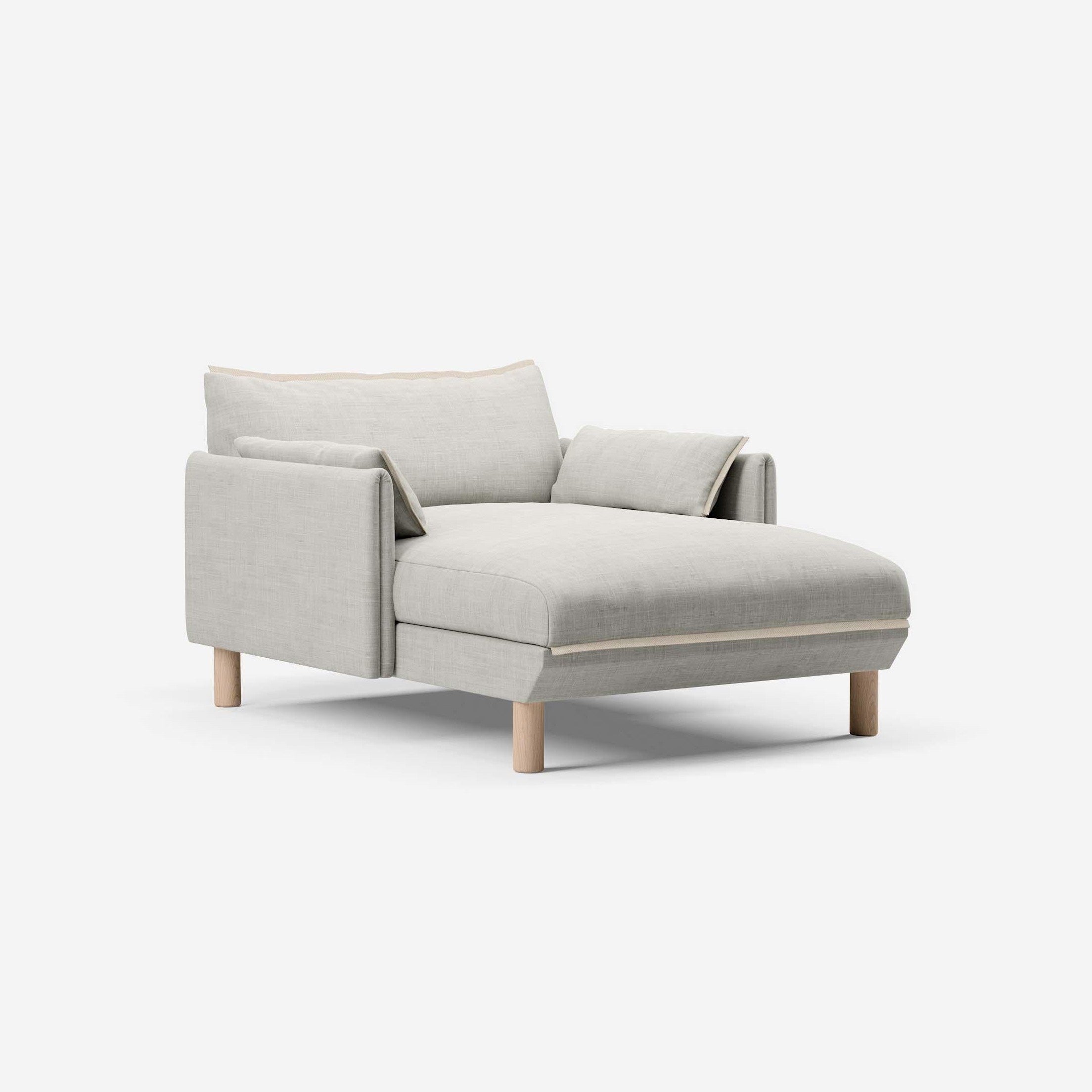 1.5 Seater Chaise Sofa | Weave Ecru - Cozmo @ Ecru Weave Jacket | Natural Trim