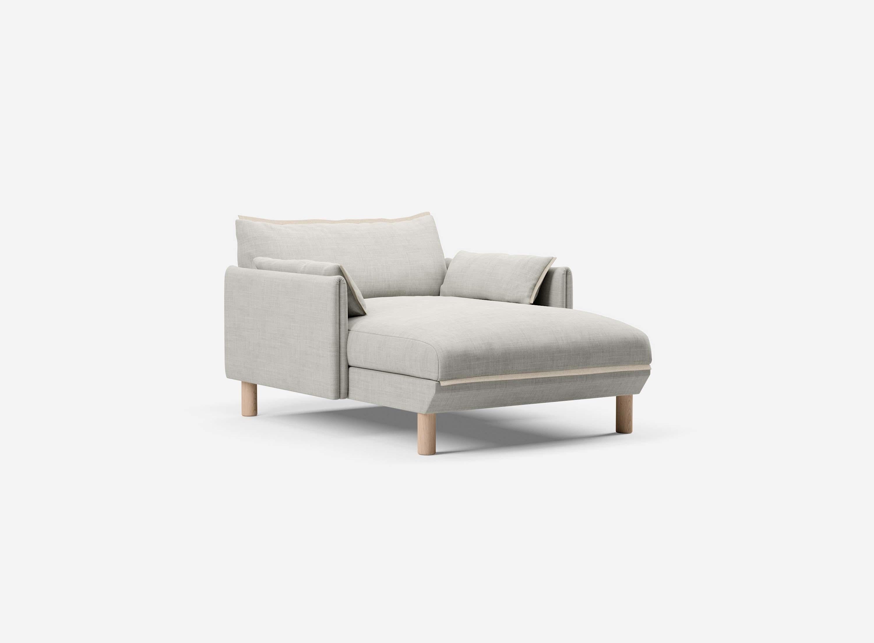 1.5 Seater Chaise Sofa | Weave Ecru - Cozmo @ Ecru Weave Jacket | Natural Trim