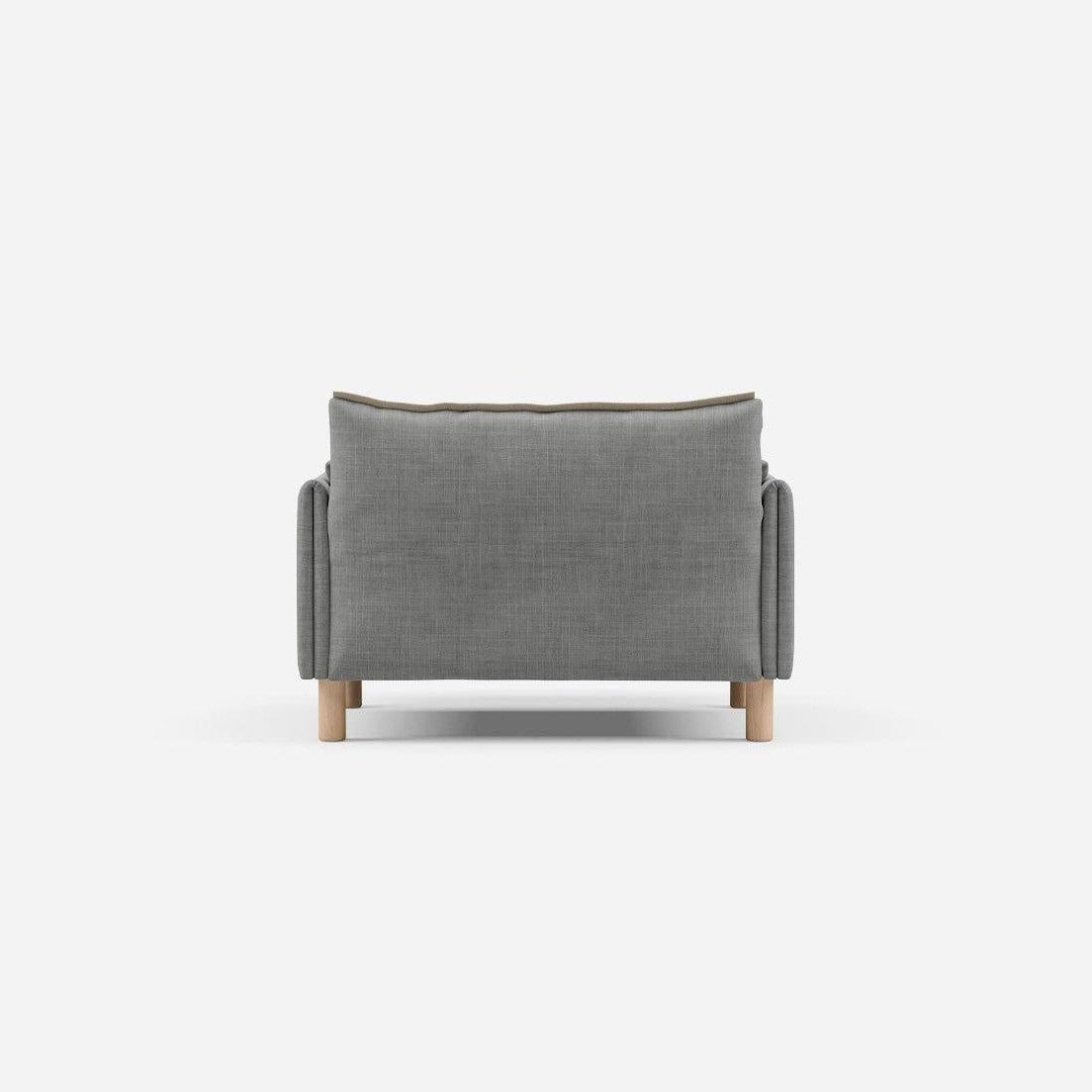 1.5 Seater Chaise Sofa | Weave Light Grey / Fleece Cream - Cozmo @ Light Grey Weave Jacket | Natural Trim