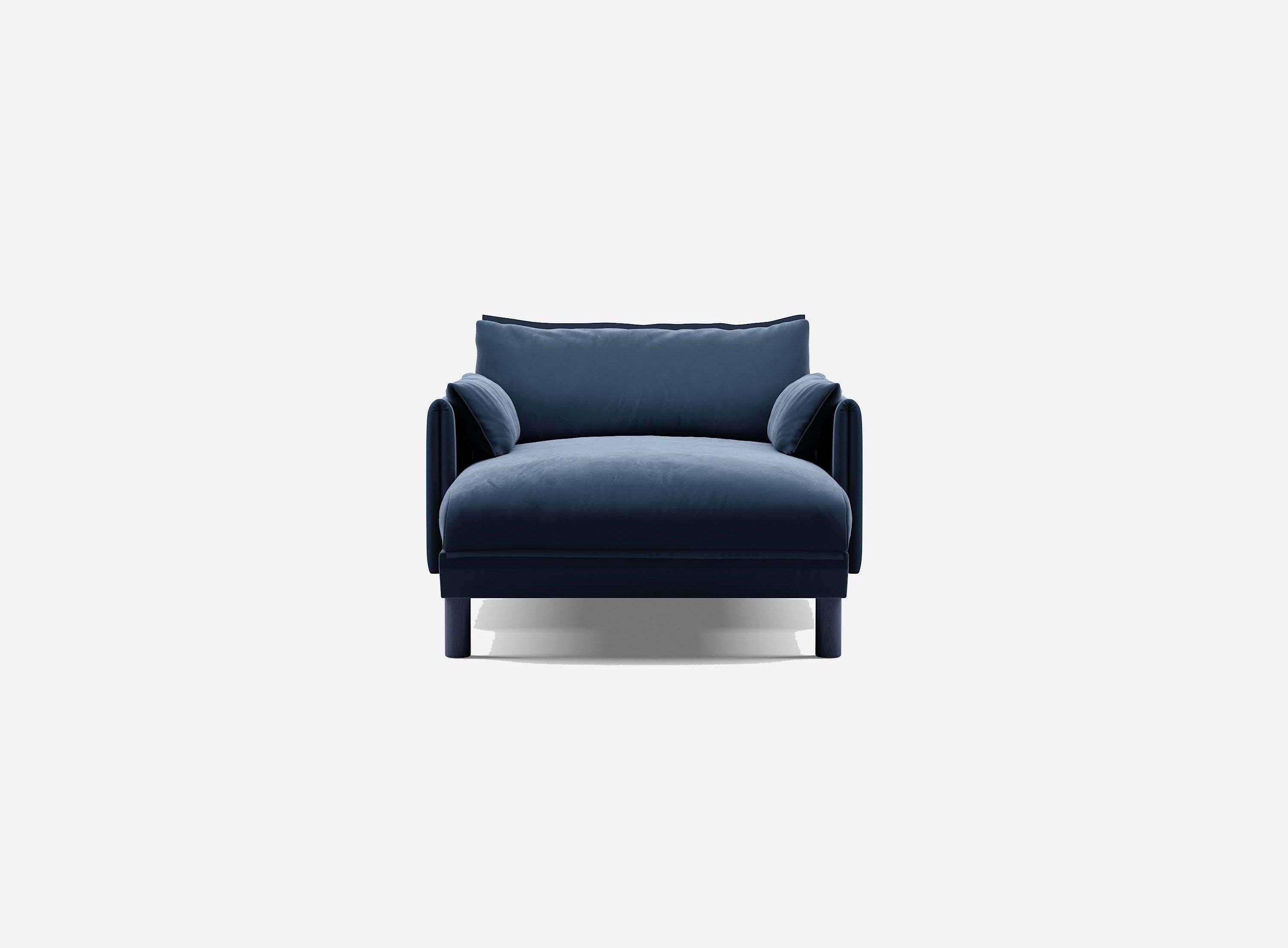 1.5 Seater Chaise Sofa | Velvet Midnight Blue - Cozmo @ Midnight Blue Velvet Jacket | Dark Blue Trim