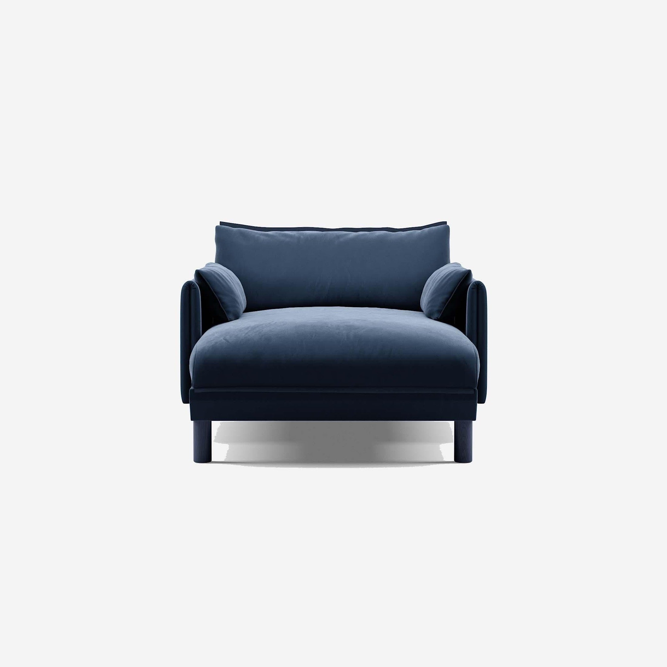 1.5 Seater Chaise Sofa | Velvet Midnight Blue - Cozmo @ Midnight Blue Velvet Jacket | Dark Blue Trim