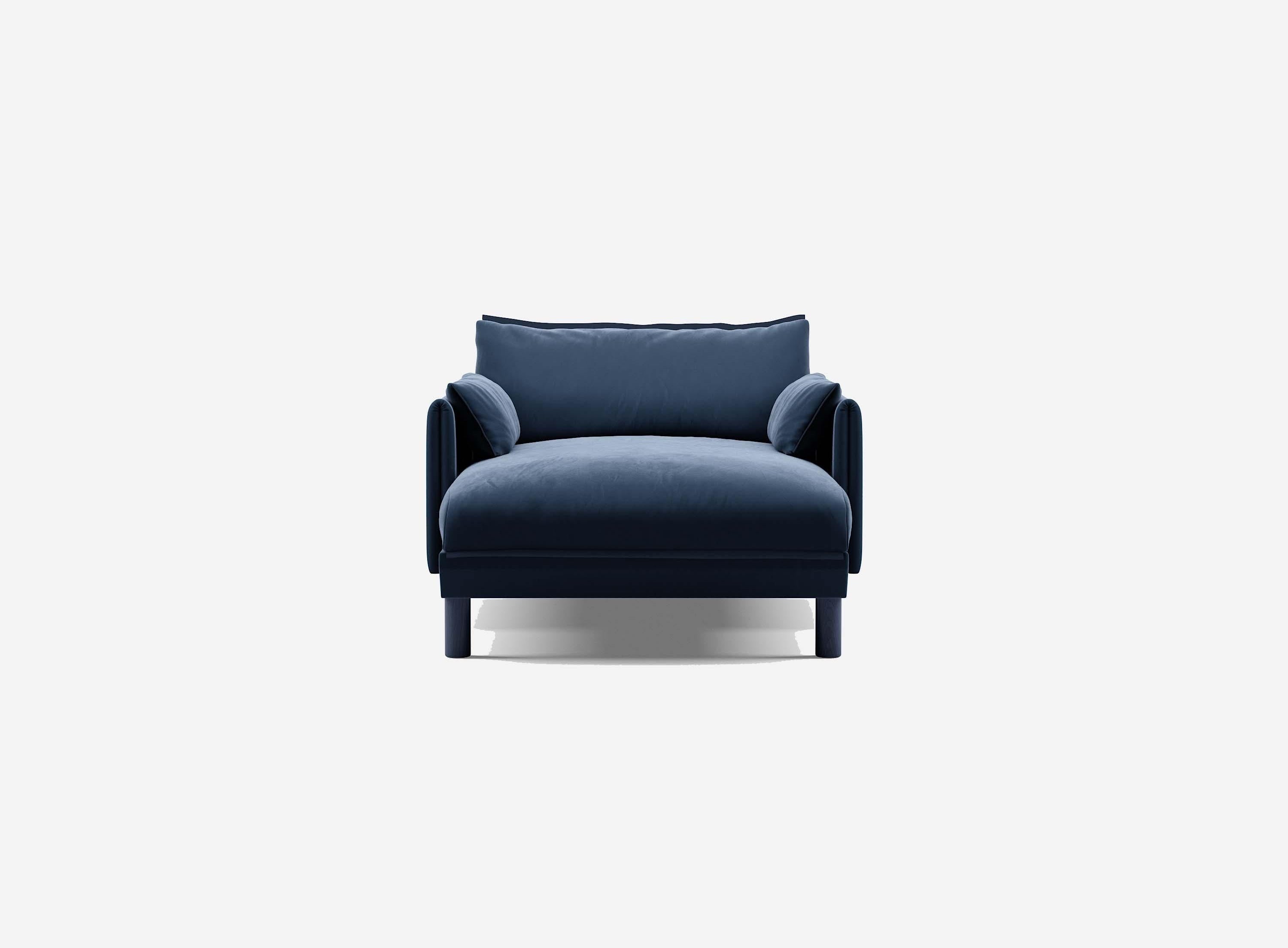 1.5 Seater Chaise Sofa | Velvet Midnight Blue - Cozmo @ Midnight Blue Velvet Jacket | Dark Blue Trim