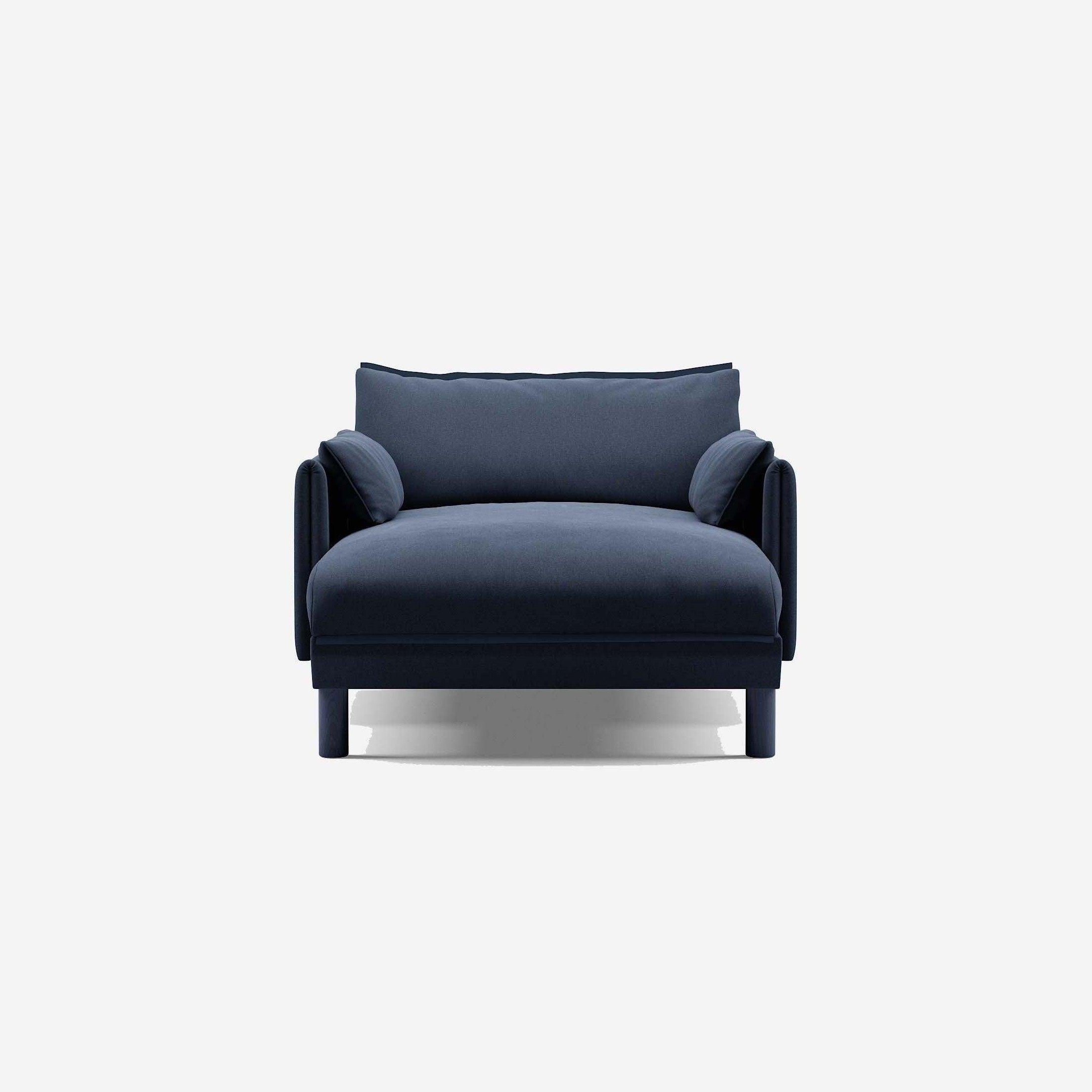 1.5 Seater Chaise Sofa | Cotton Navy  / Fleece Navy - Cozmo @ Navy Cotton Jacket | Dark Blue Trim