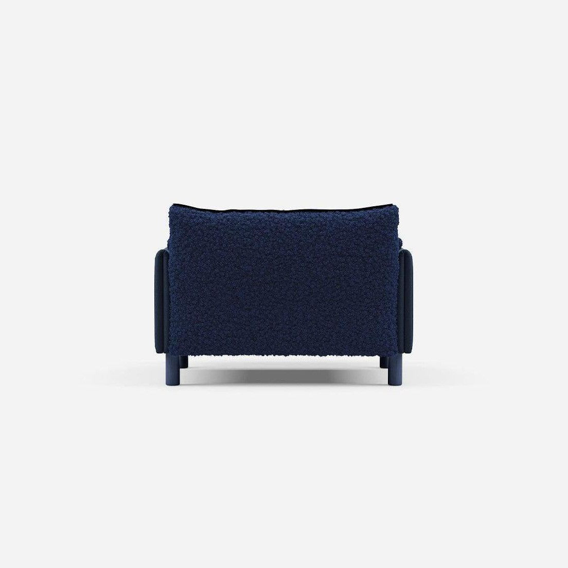 1.5 Seater Chaise Sofa | Cotton Navy  / Fleece Navy - Cozmo @ Navy Fleece Jacket | Brick Trim