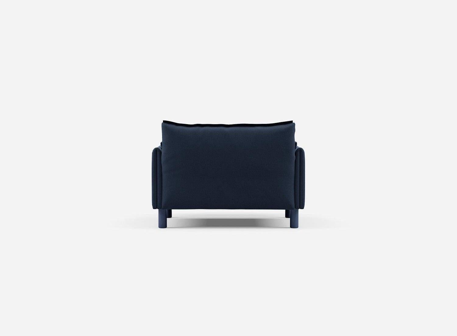 1.5 Seater Chaise Sofa | Cotton Navy  - Cozmo @ Navy Cotton Jacket | Dark Blue Trim