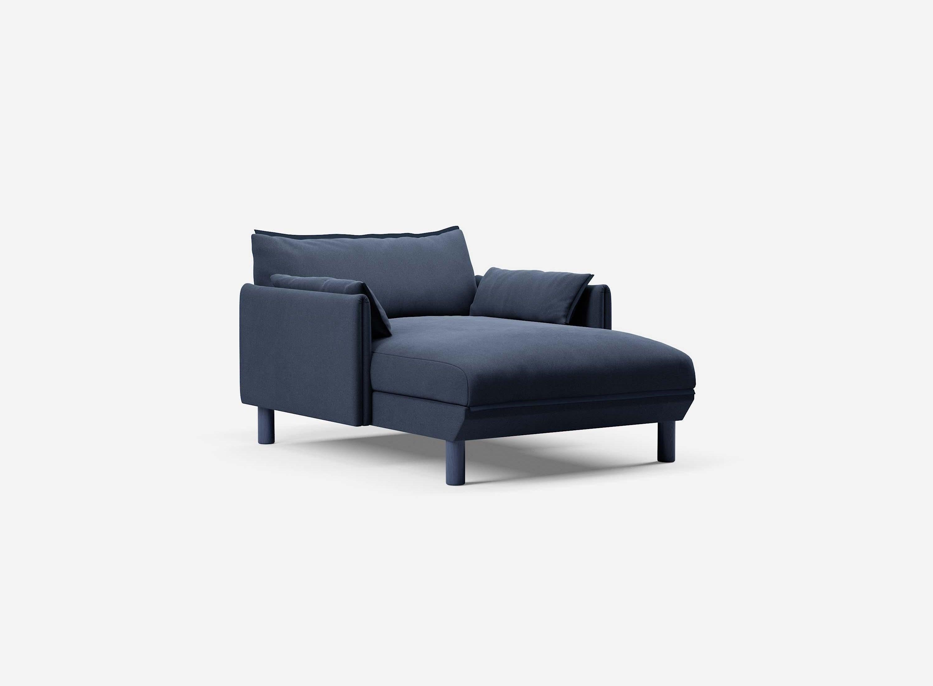 1.5 Seater Chaise Sofa | Cotton Navy  - Cozmo @ Navy Cotton Jacket | Dark Blue Trim