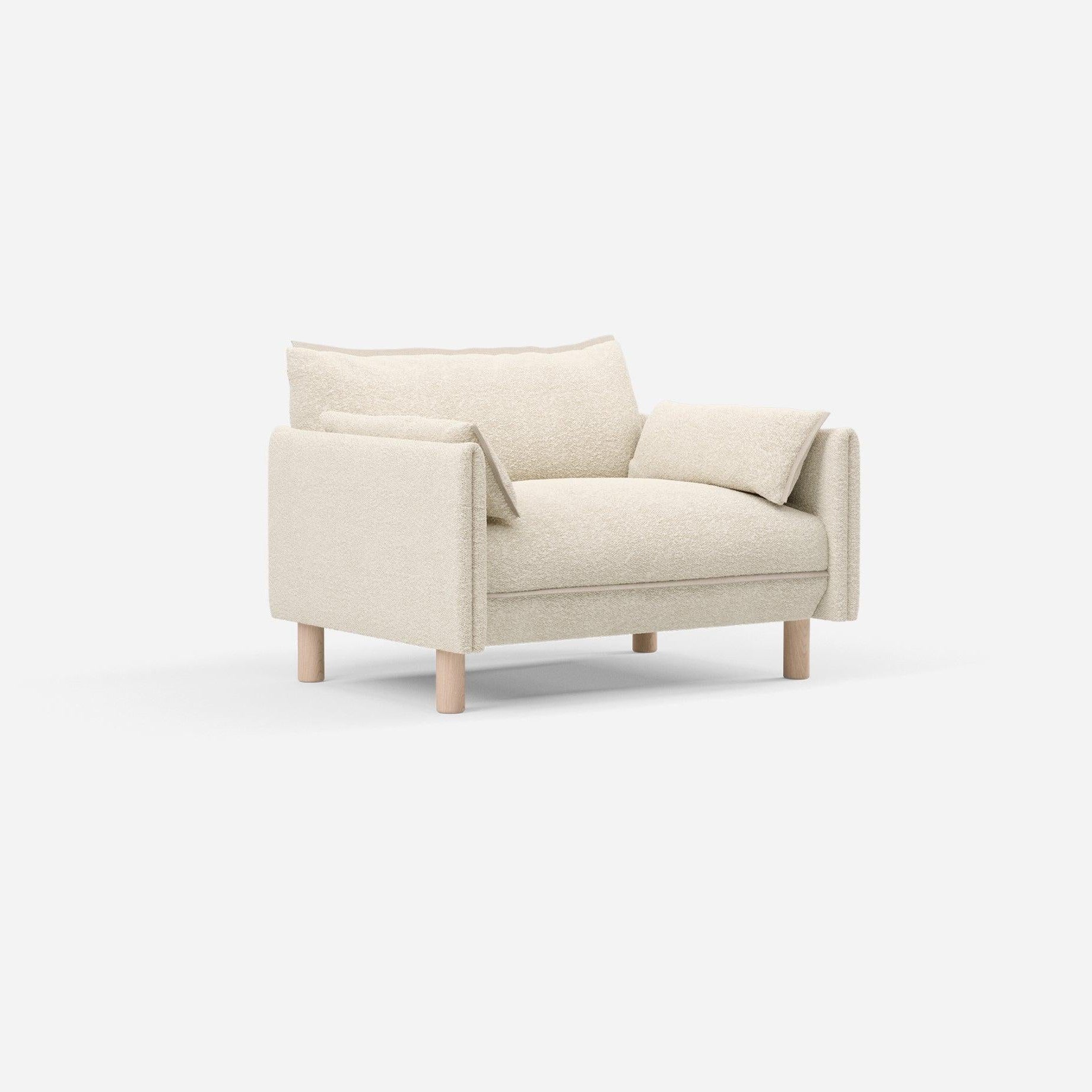 1.5 Seater Sofa | Boucle Ecru - Cozmo @ Ecru Boucle Jacket | Natural Trim