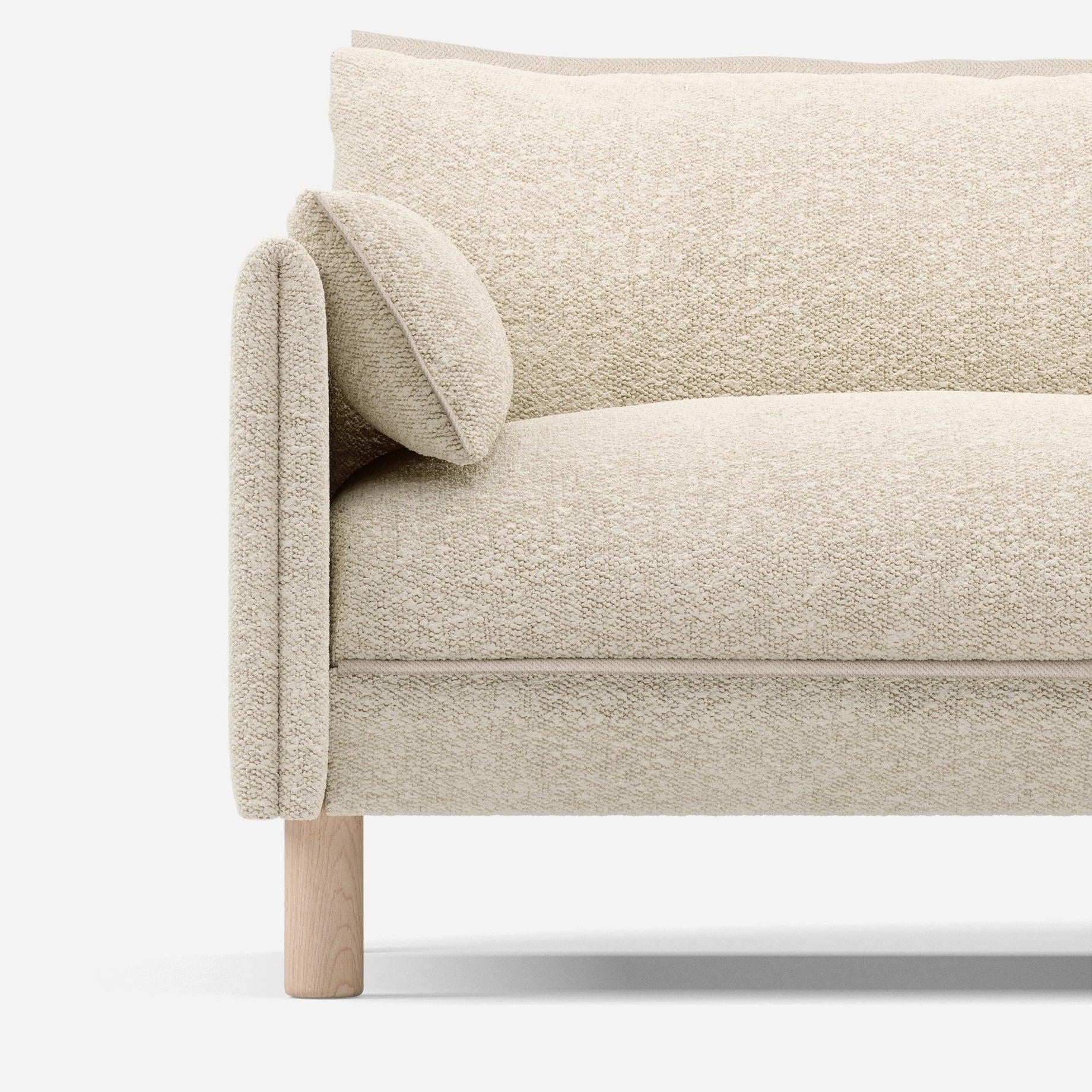 1.5 Seater Sofa | Boucle Ecru - Cozmo @ Ecru Boucle Jacket | Natural Trim