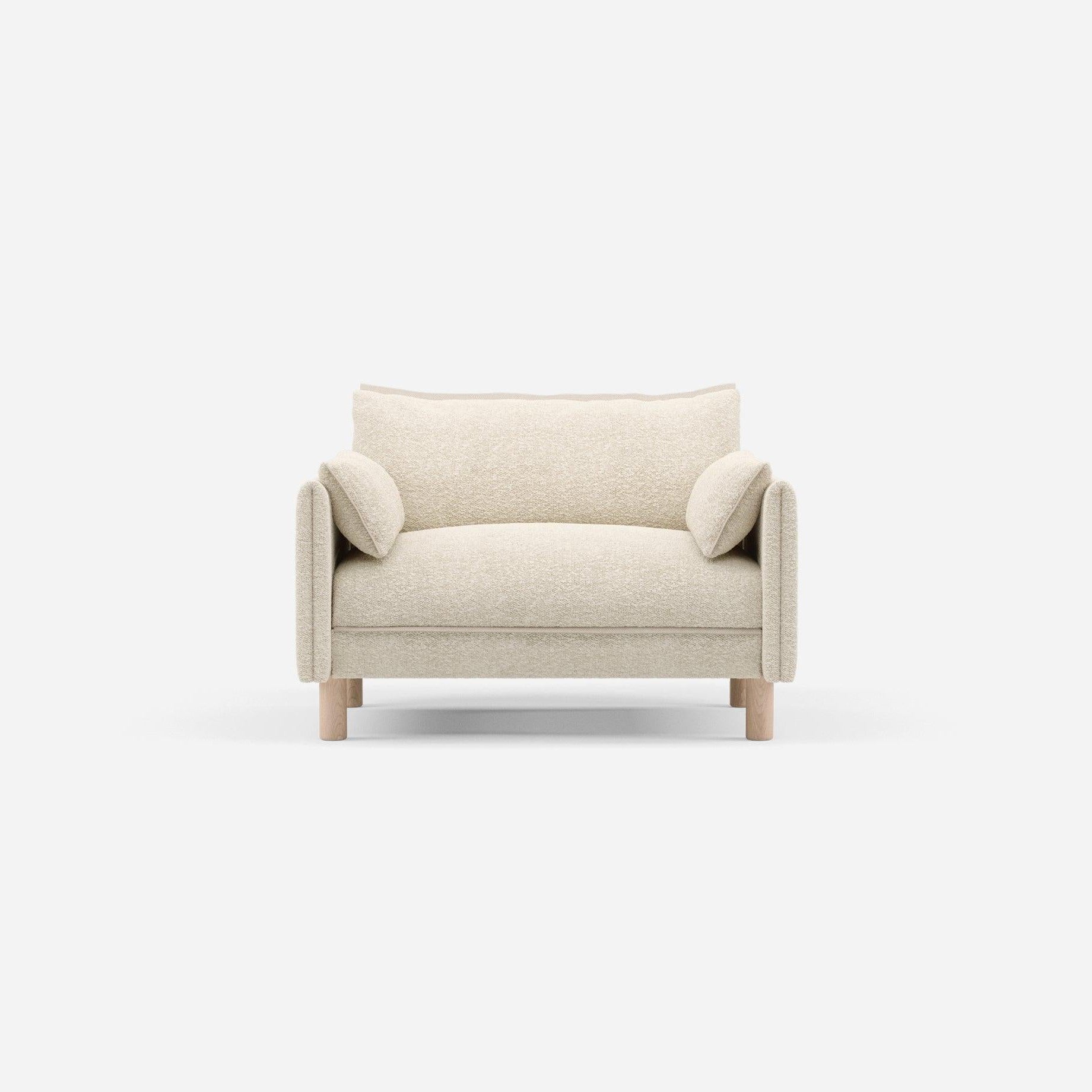 1.5 Seater Sofa | Boucle Ecru - Cozmo @ Ecru Boucle Jacket | Natural Trim