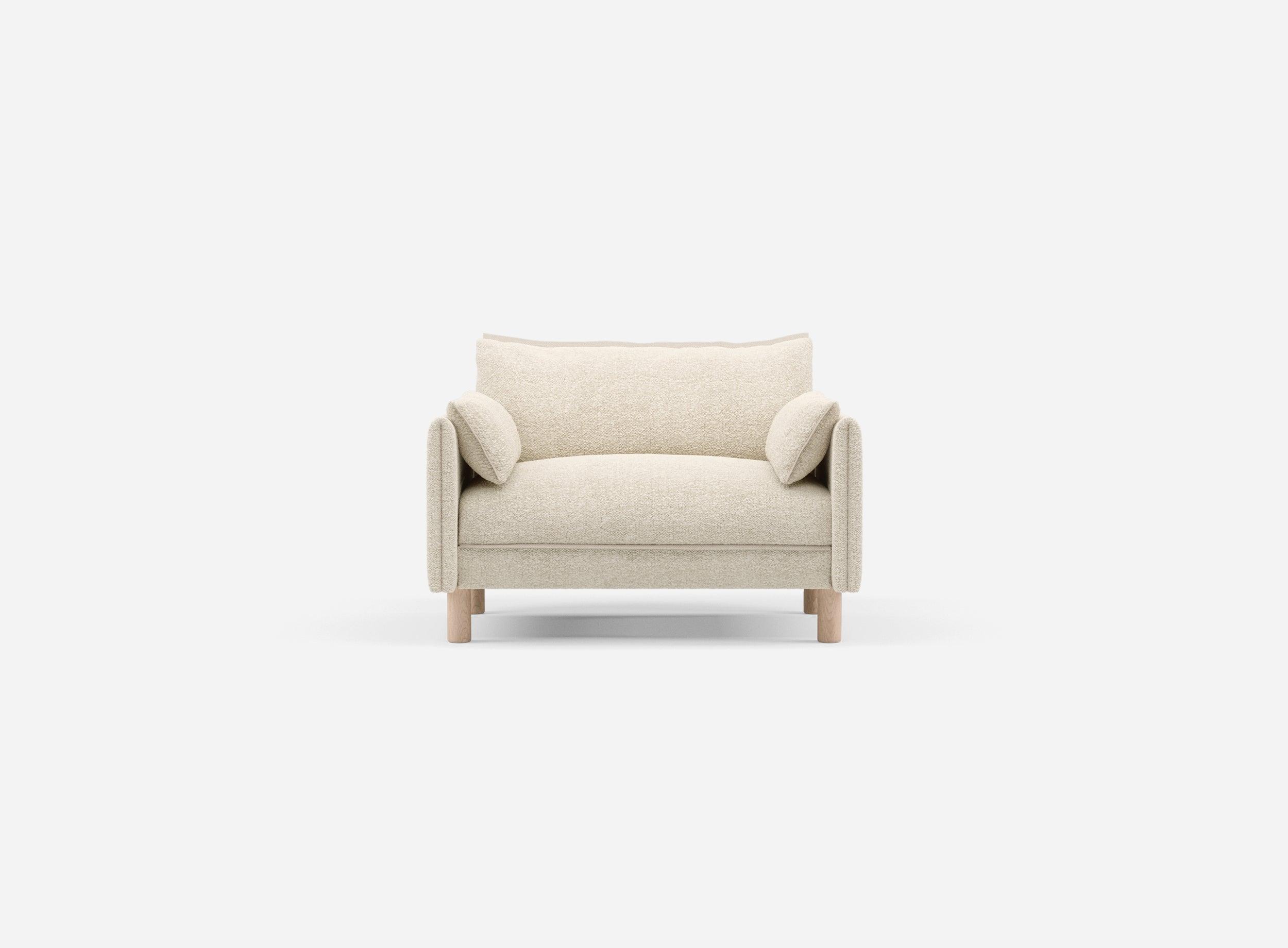 1.5 Seater Sofa | Boucle Ecru - Cozmo @ Ecru Boucle Jacket | Natural Trim