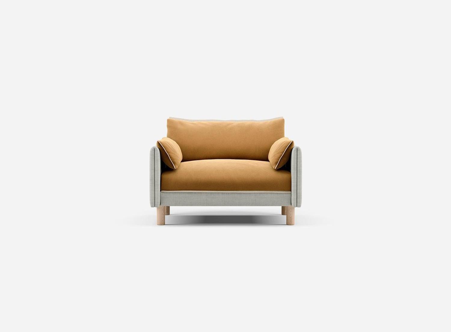 1.5 Seater Sofa | Weave Ecru - Cozmo @ Ochre Cotton Jacket | Natural Trim