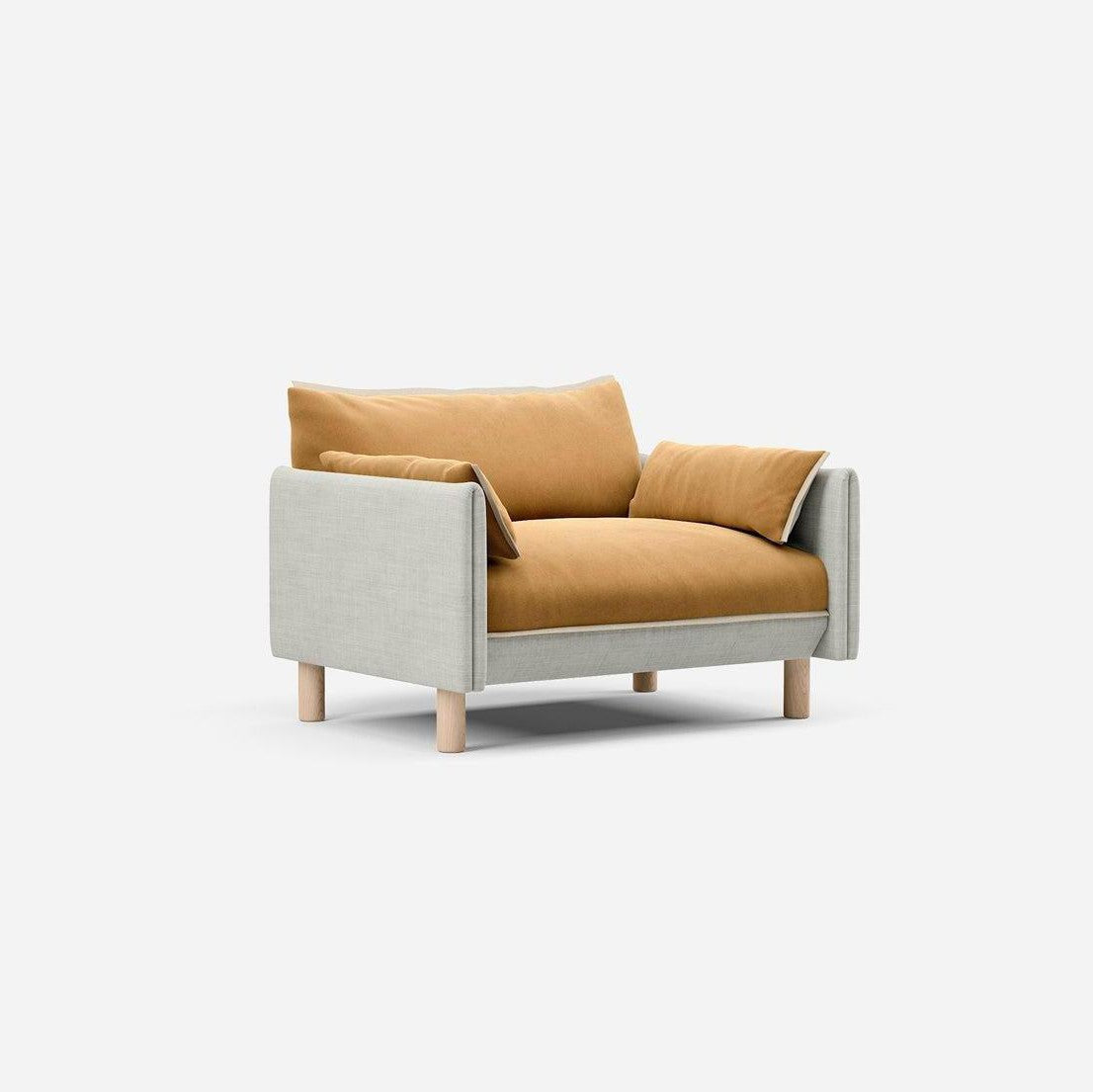 1.5 Seater Sofa | Weave Ecru - Cozmo @ Ochre Cotton Jacket | Natural Trim