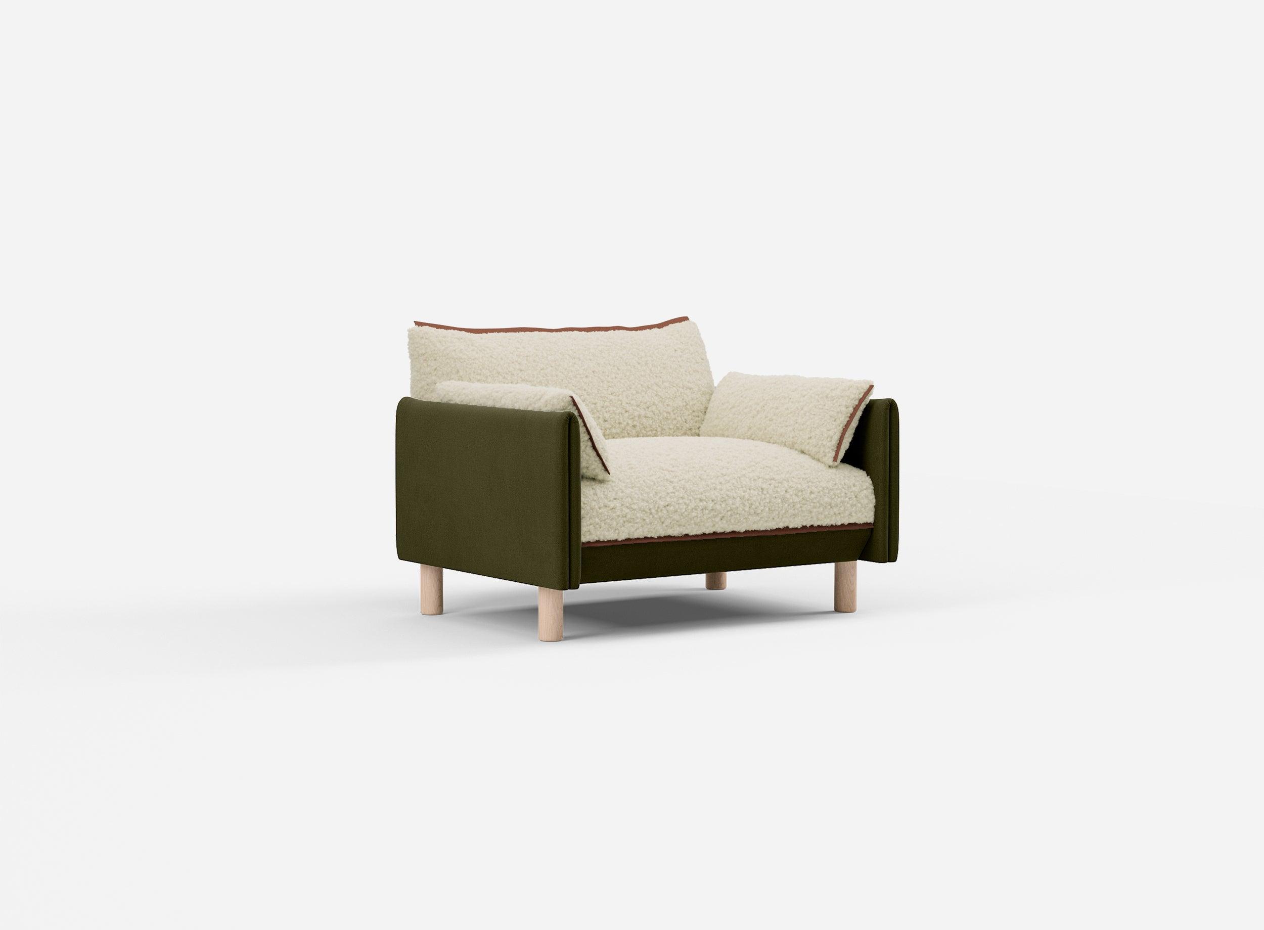 1.5 Seater Sofa | Cotton Meadow - Cozmo @ Cream Fleece Jacket | Brick Trim