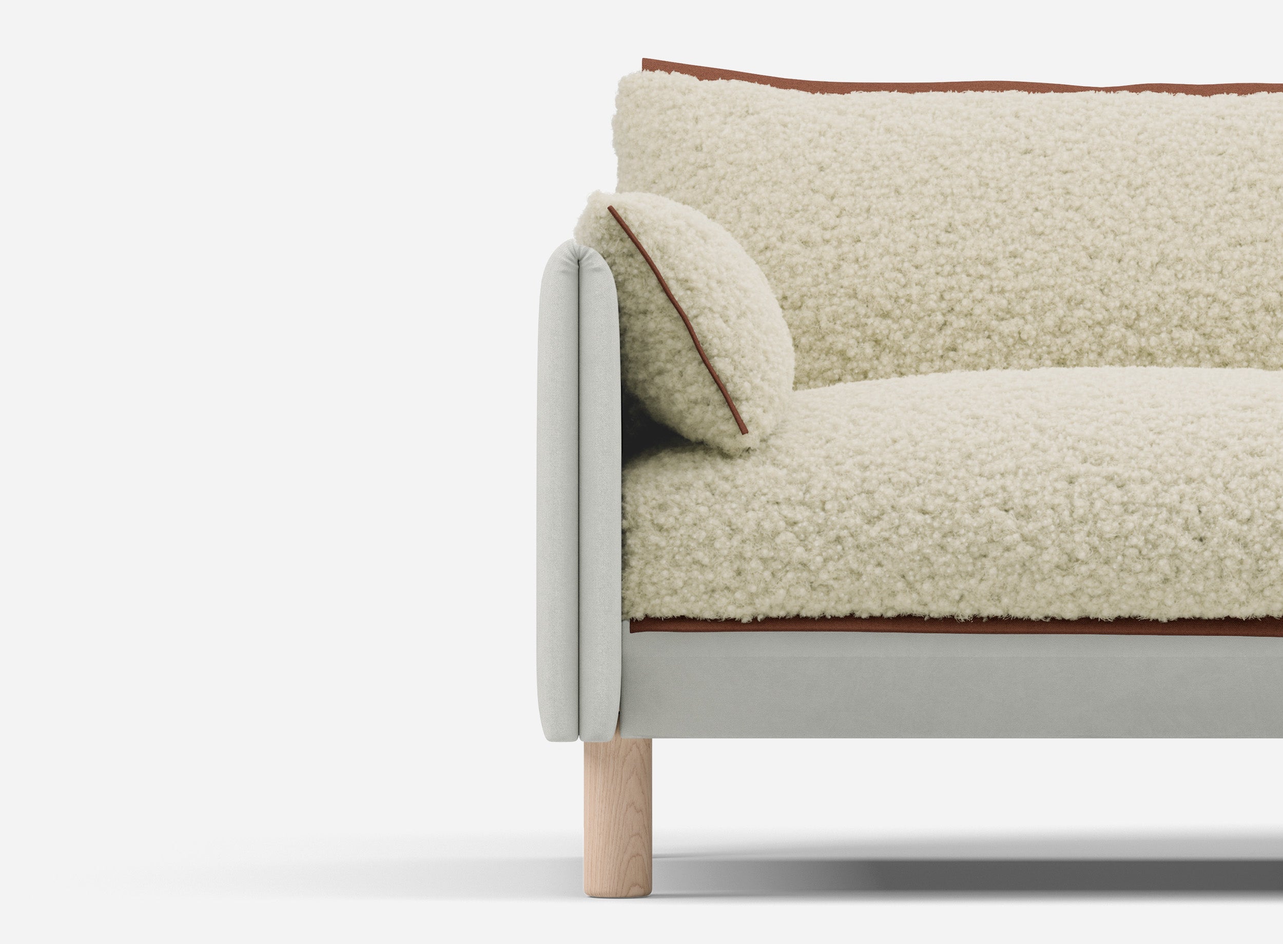 1.5 Seater Sofa | Cotton Natural - Cozmo @ Cream Fleece Jacket | Brick Trim