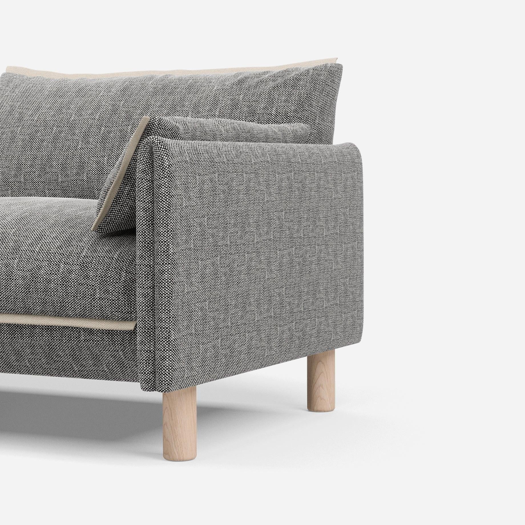 1.5 Seater Sofa | Textured Weave Salt & Pepper - Cozmo @ Salt & Pepper Textured Weave Jacket | Natural Trim