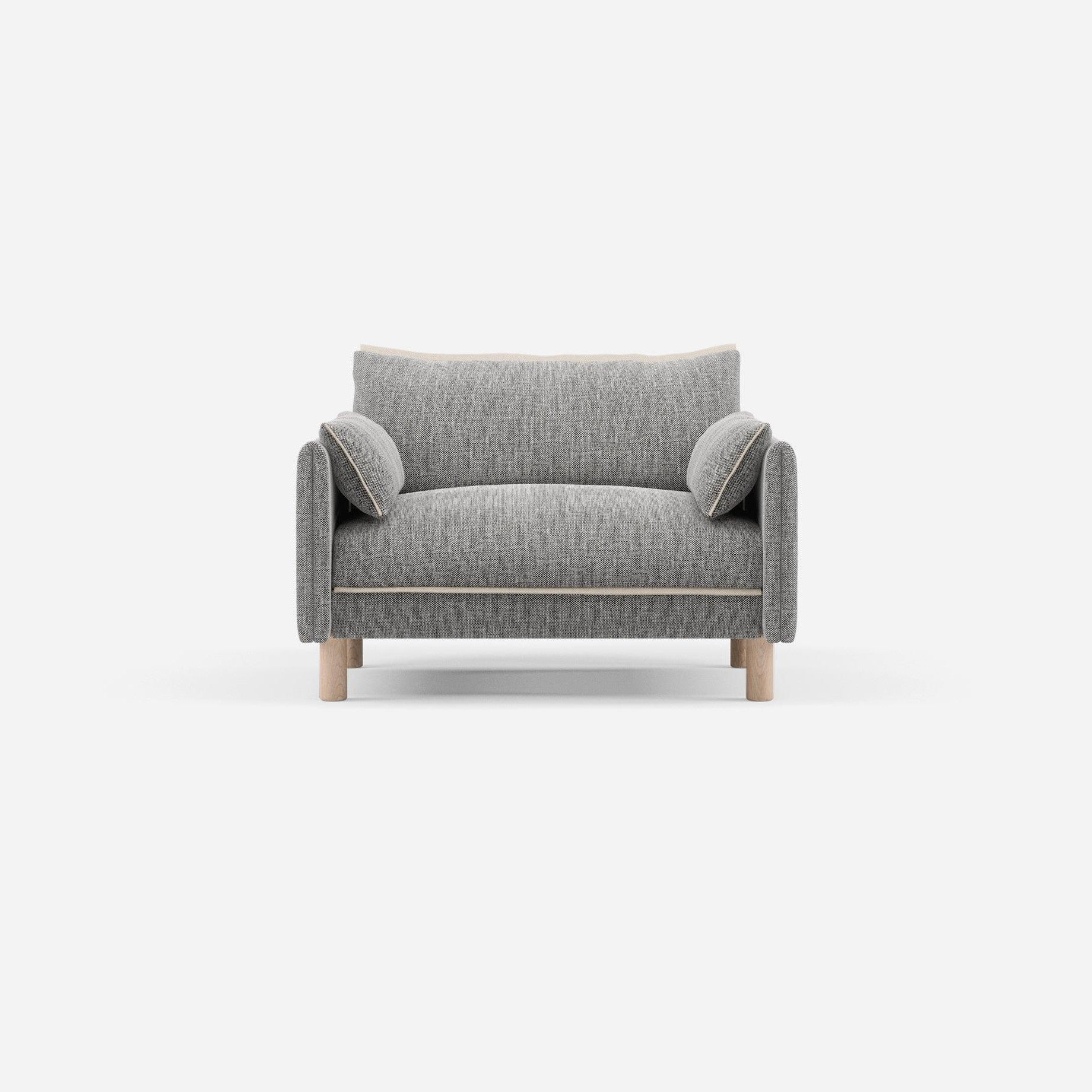 1.5 Seater Sofa | Textured Weave Salt & Pepper - Cozmo @ Salt & Pepper Textured Weave Jacket | Natural Trim