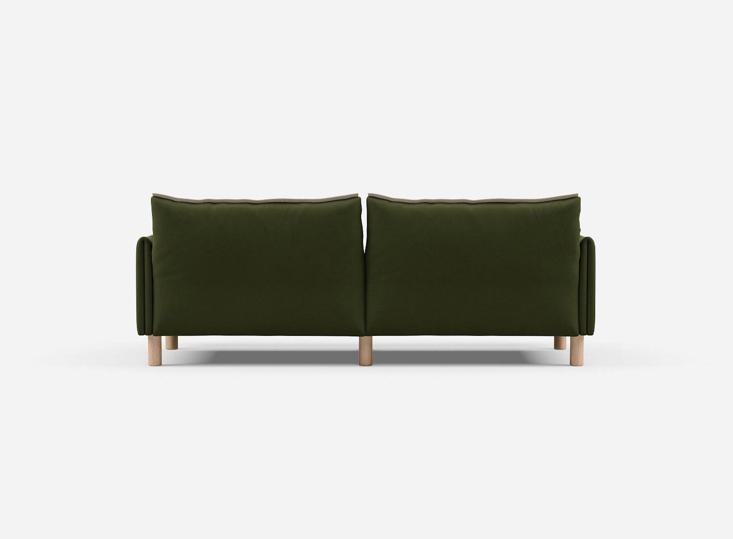 3 Seater Chaise Corner Left Hand Sofa | Velvet Dark Green - Cozmo @ Dark Green Velvet Jacket | Natural Trim