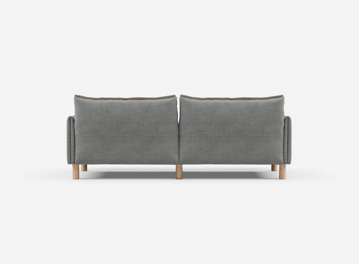 3 Seater Chaise Corner Left Hand Sofa | Weave Light Grey - Cozmo @ Light Grey Weave Jacket | Natural Trim