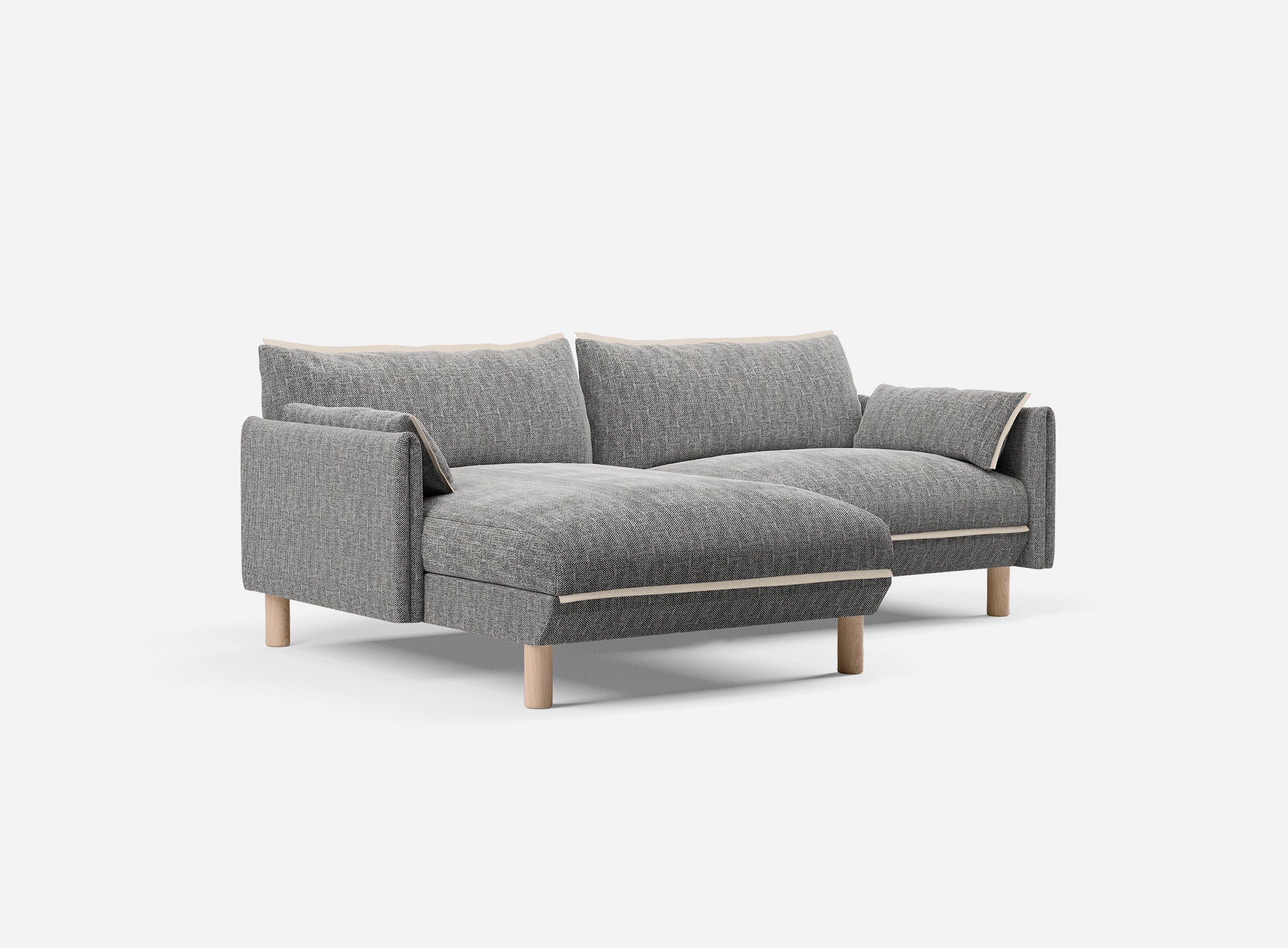 3 Seater Chaise Corner Left Hand Sofa | Textured Weave Salt & Pepper - Cozmo @ Salt & Pepper Textured Weave Jacket | Natural Trim