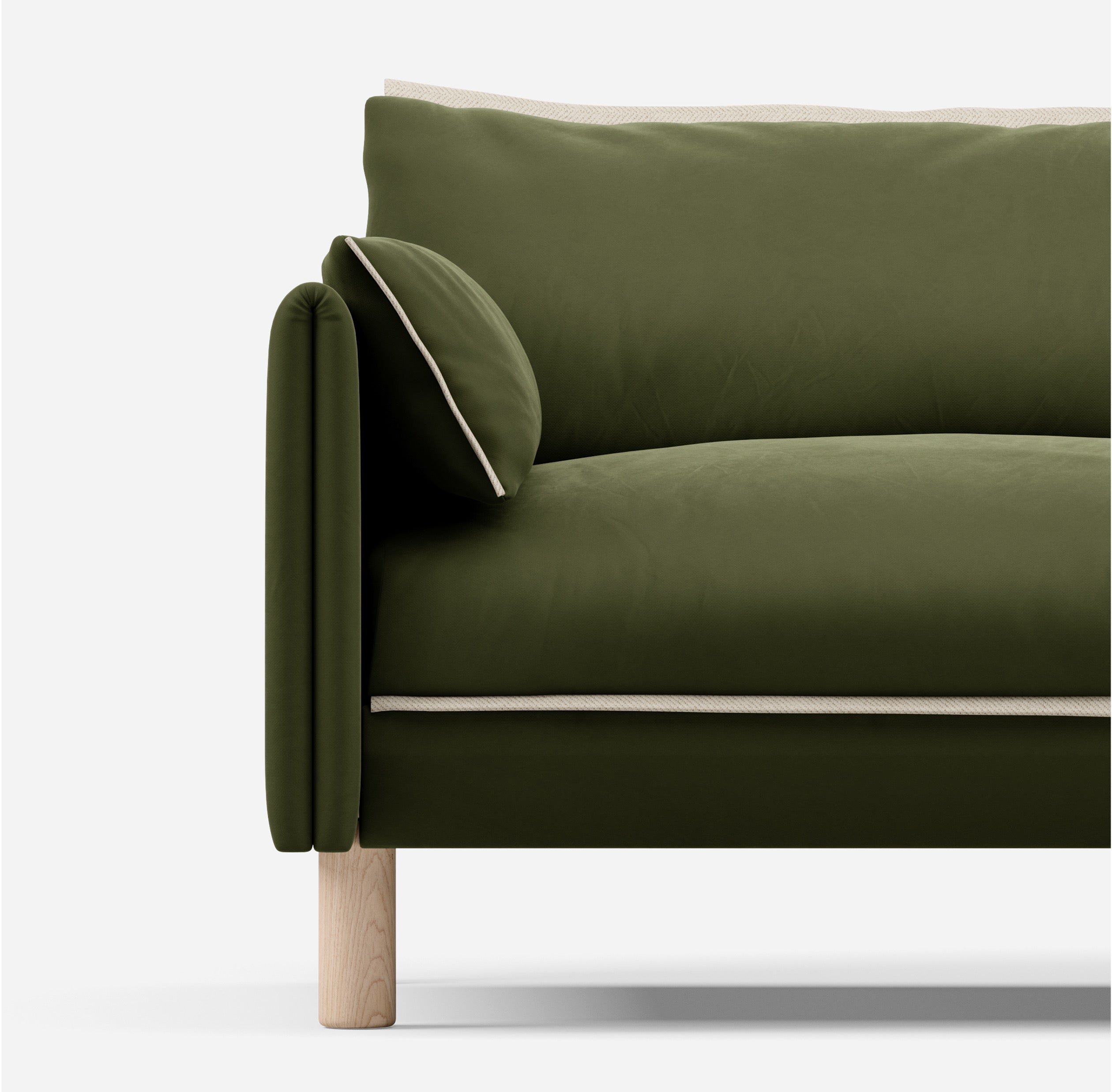 3 Seater Chaise Corner Right Hand Sofa | Velvet Dark Green - Cozmo @ Dark Green Velvet Jacket | Natural Trim