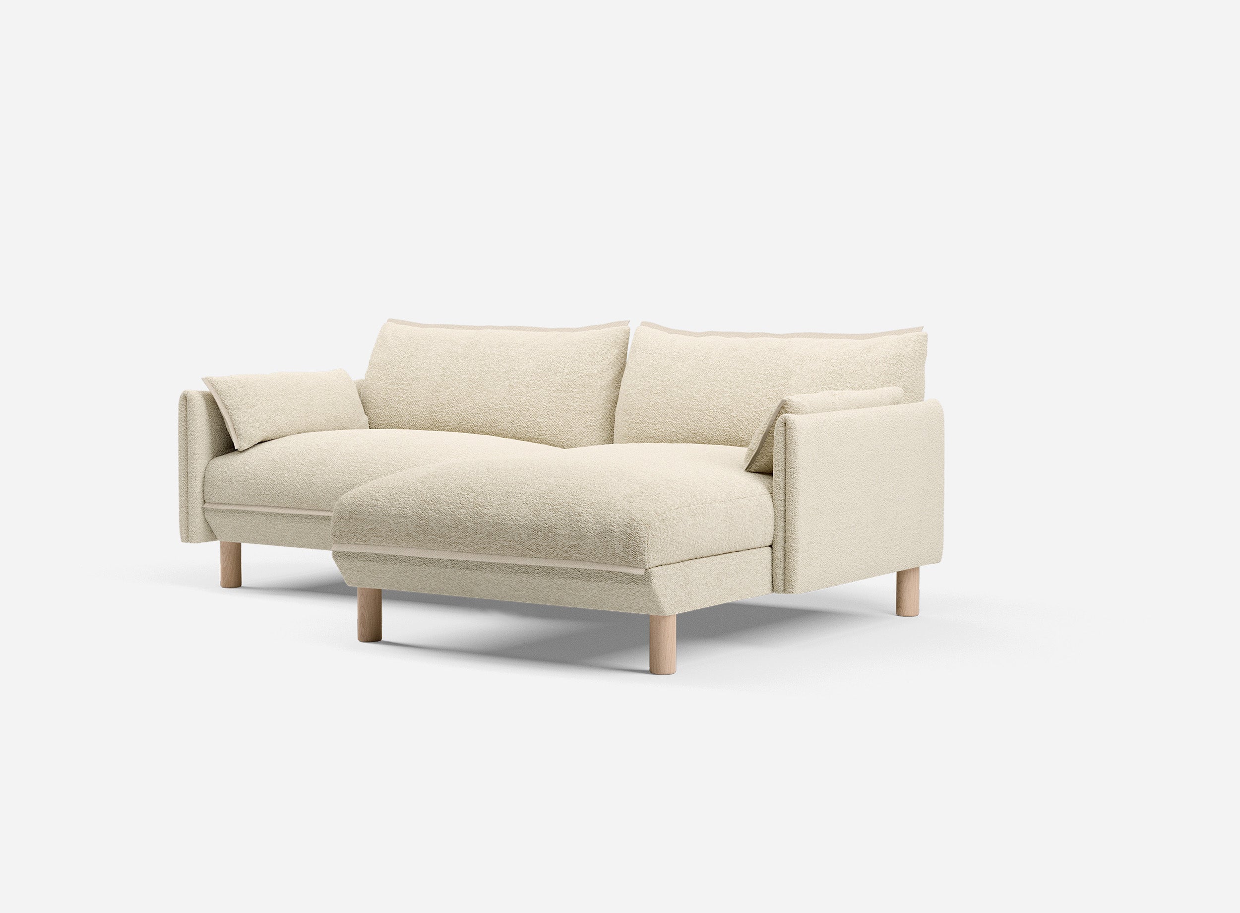 3 Seater Chaise Corner Right Hand Sofa | Boucle Ecru - Cozmo @ Ecru Boucle Jacket | Natural Trim