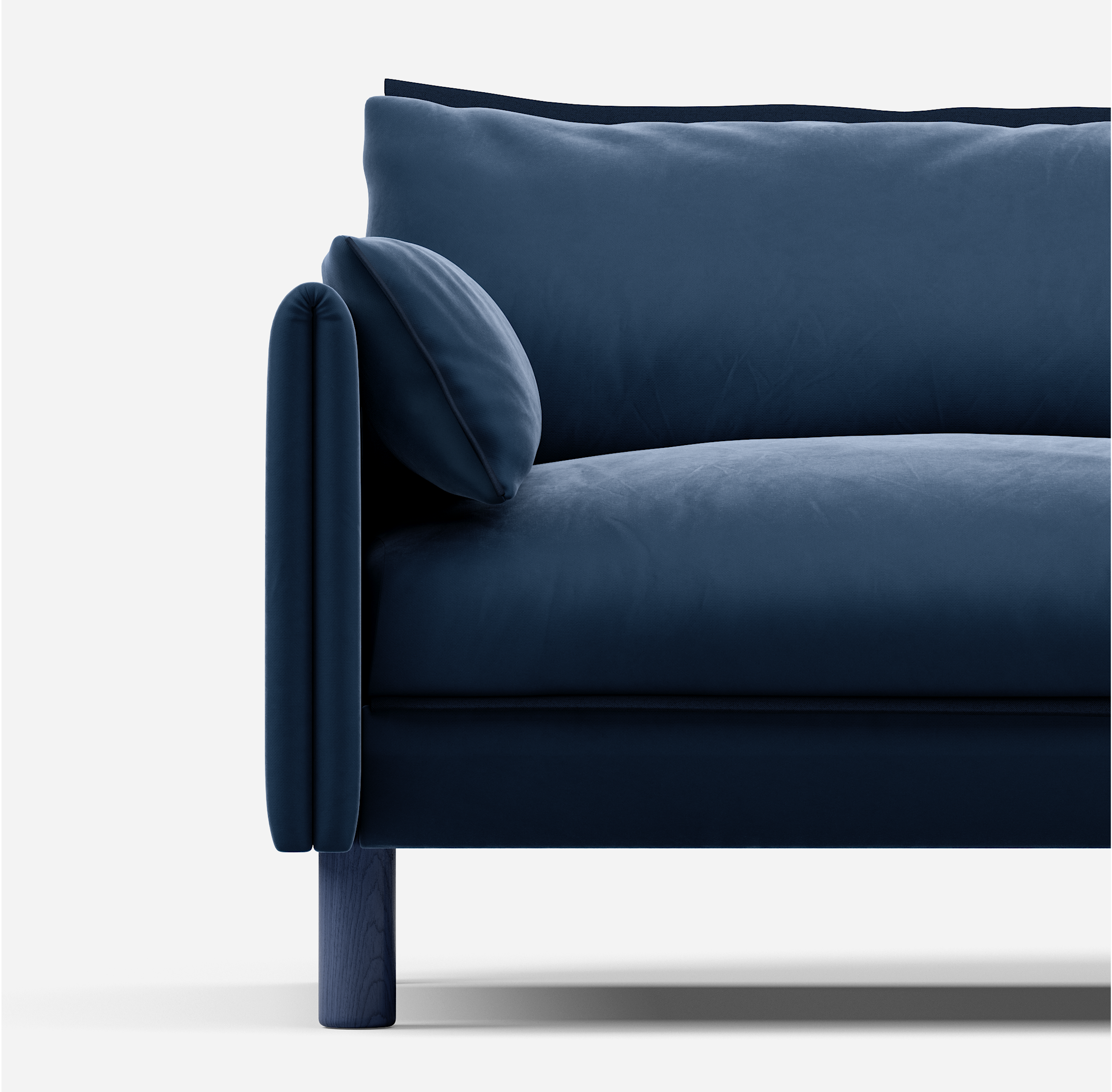 3 Seater Chaise Corner Right Hand Sofa | Velvet Midnight Blue - Cozmo @ Midnight Blue Velvet Jacket | Dark Blue Trim