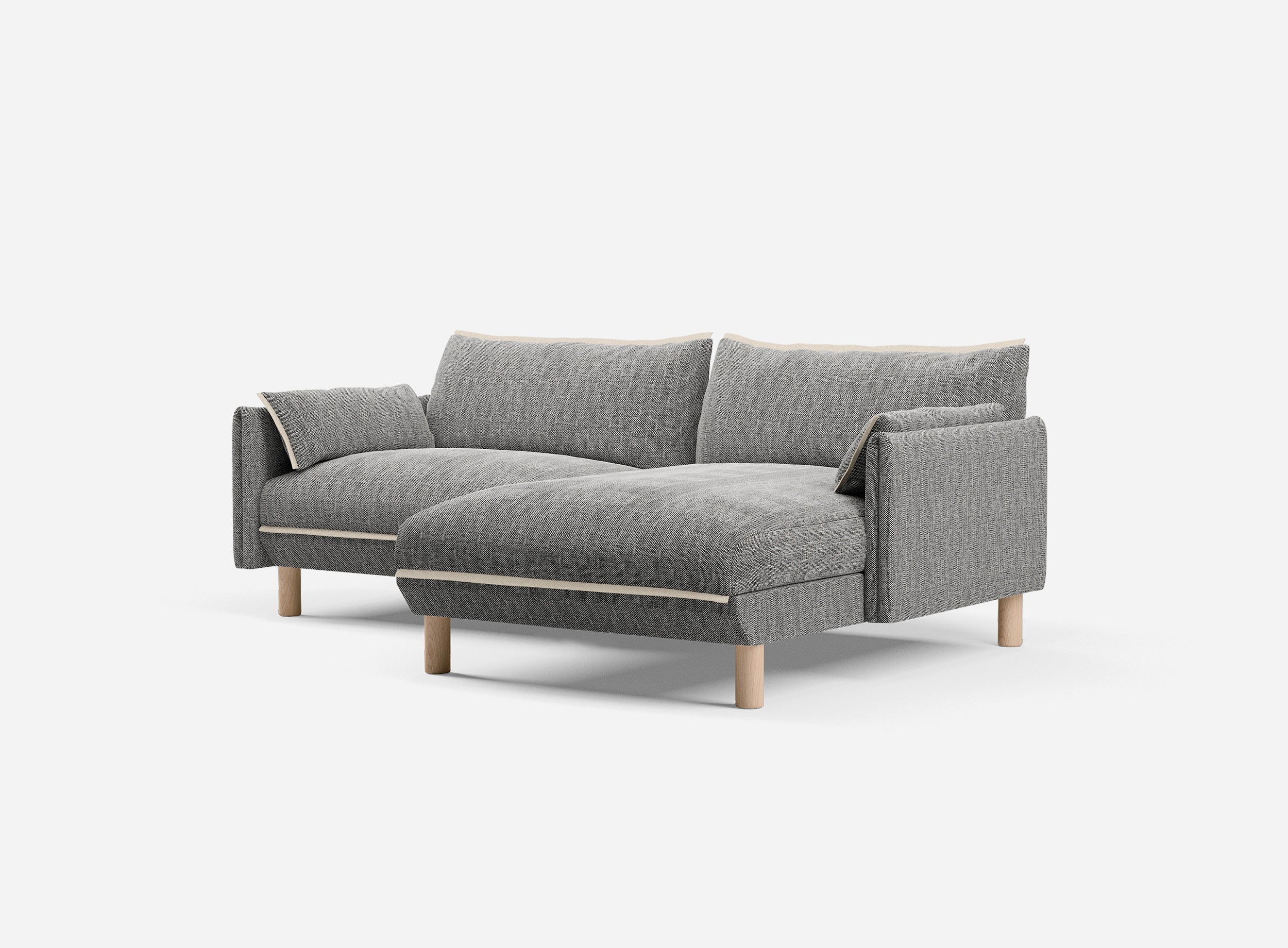 3 Seater Chaise Corner Right Hand Sofa | Textured Weave Salt & Pepper - Cozmo @ Salt & Pepper Textured Weave Jacket | Natural Trim