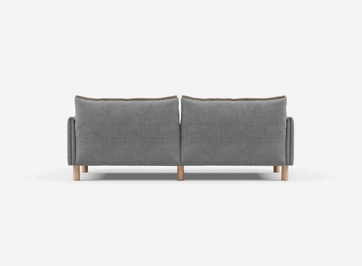 3 Seater Sofa | Weave Light Grey / Fleece Cream - Cozmo @ Light Grey Weave Jacket | Natural Trim