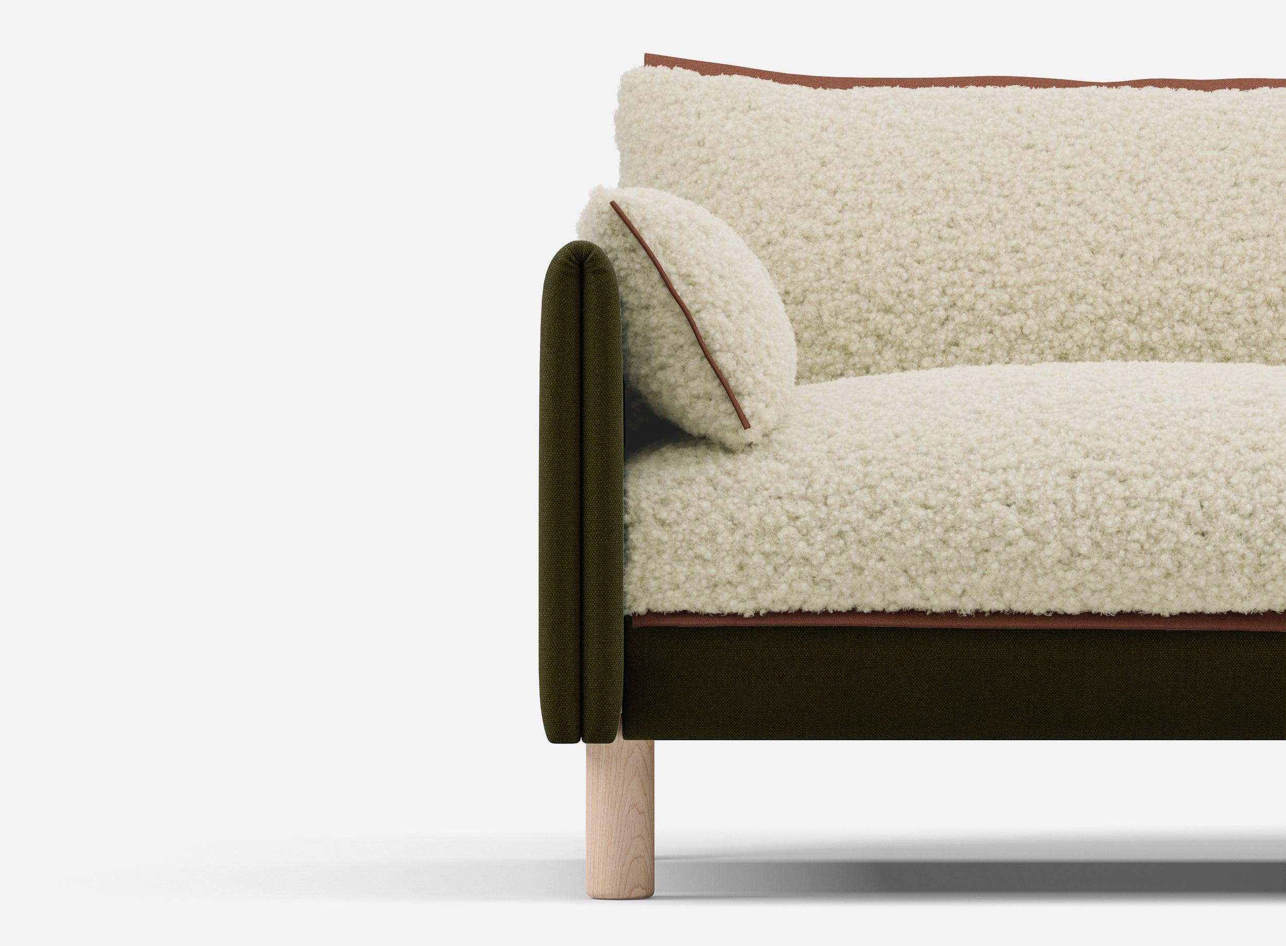 3 Seater Sofa | Cotton Meadow - Cozmo @ Cream Fleece Jacket | Brick Trim