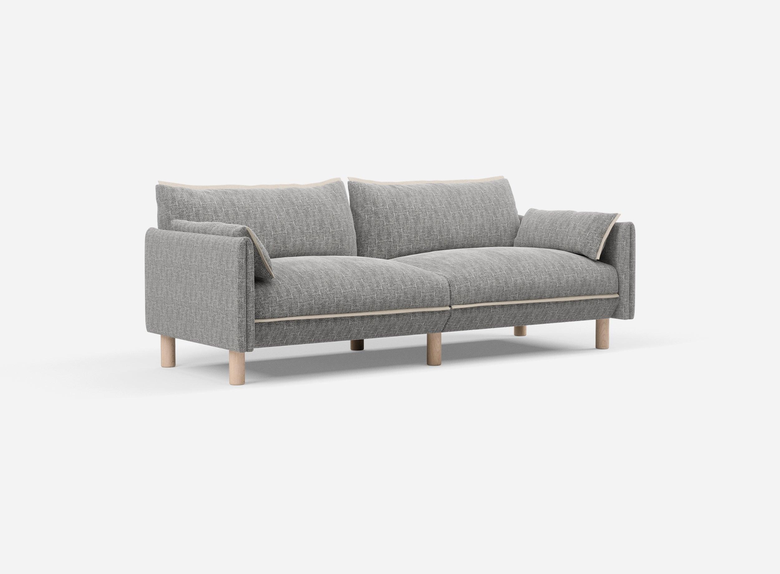 3 Seater Sofa | Textured Weave Salt & Pepper - Cozmo @ Salt & Pepper Textured Weave Jacket | Natural Trim