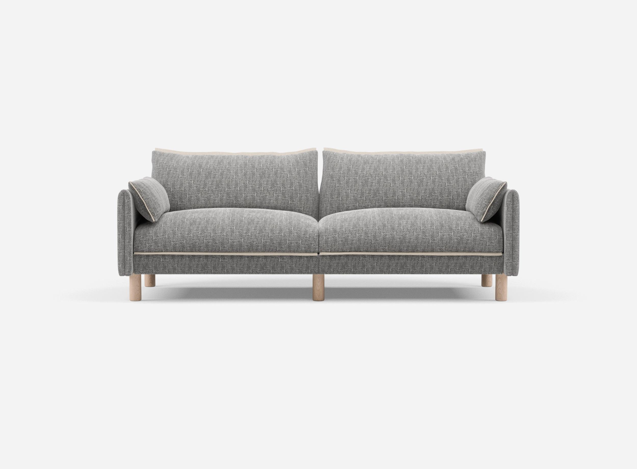 3 Seater Sofa | Textured Weave Salt & Pepper - Cozmo @ Salt & Pepper Textured Weave Jacket | Natural Trim