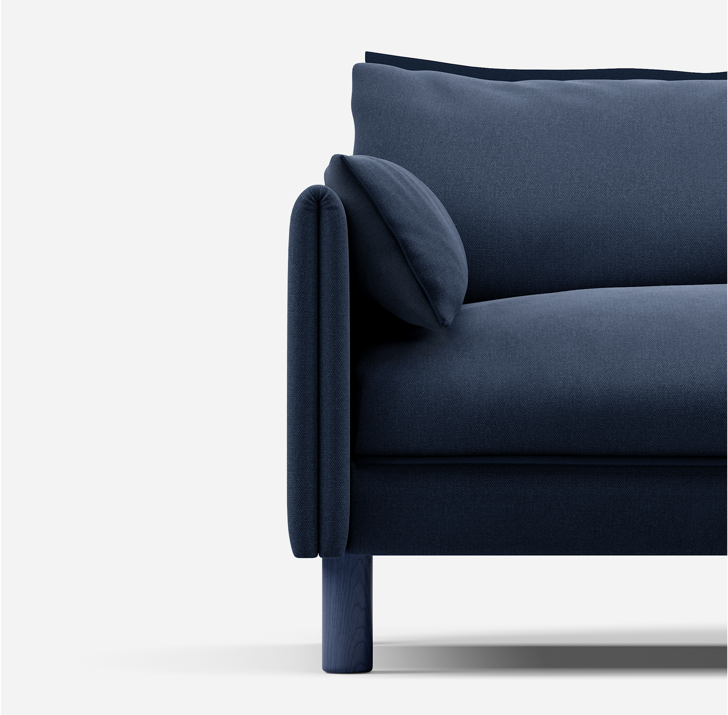 3 seater cozmo sofa cotton Navy  with cotton Navy  jacket front 1/3 view @ Navy Cotton Jacket | Dark Blue Trim