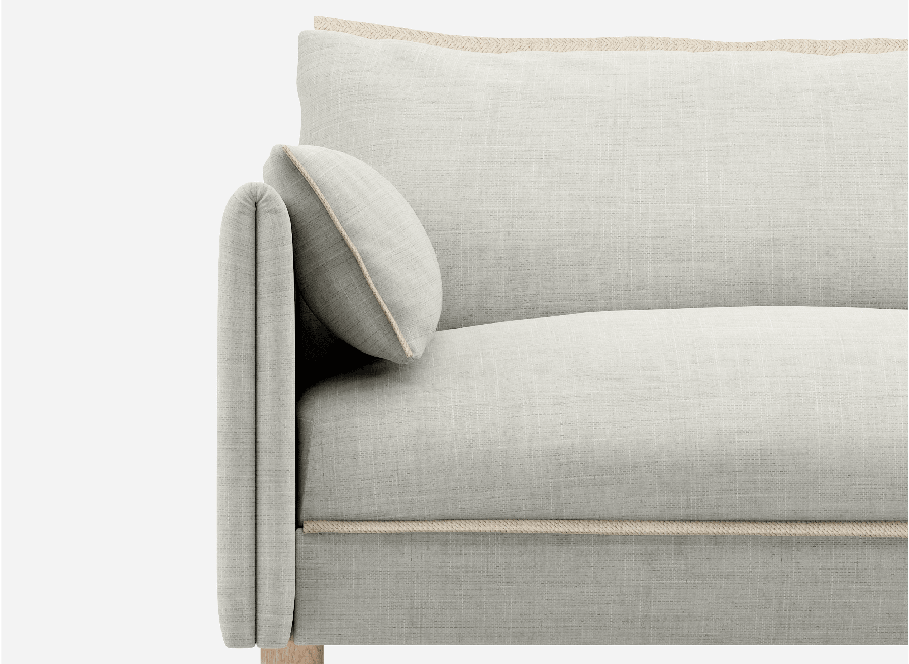 3 Seater Chaise Corner Right Hand Sofa | Weave Ecru / Fleece Cream - Cozmo @ Ecru Weave Jacket | Natural Trim