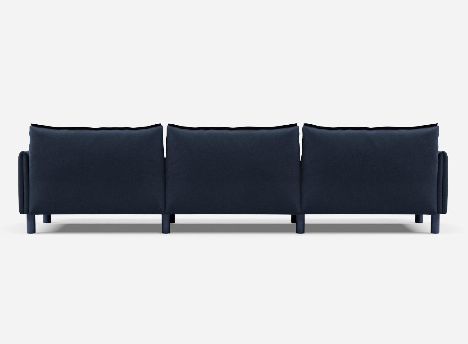 5 Seater Chaise Corner Left Hand Sofa | Cotton Navy  / Fleece Navy - Cozmo @ Navy Cotton Jacket | Dark Blue Trim