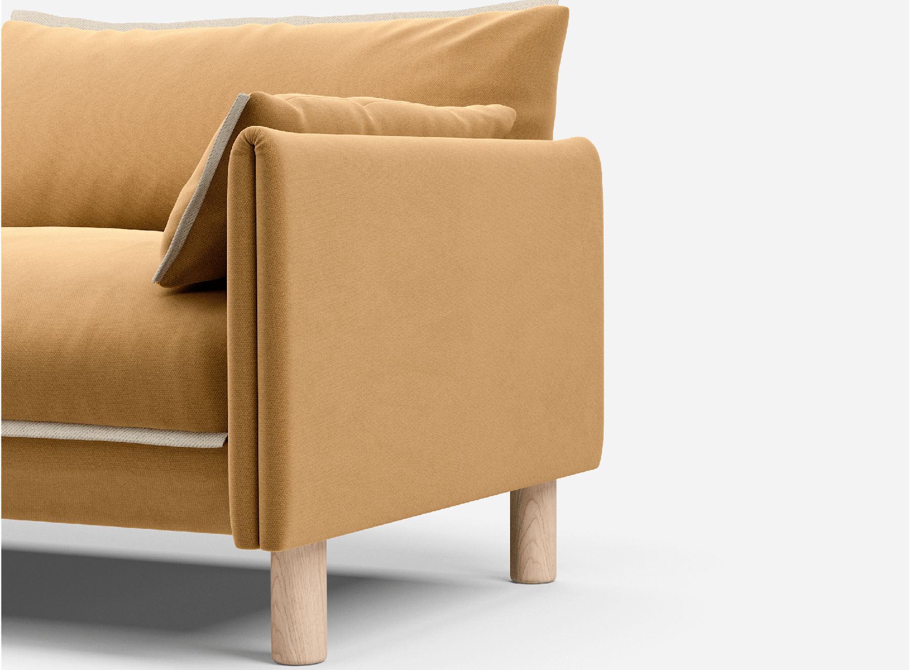 5 Seater Chaise Corner Left Hand Sofa | Cotton Ochre - Cozmo @ Ochre Cotton Jacket | Natural Trim