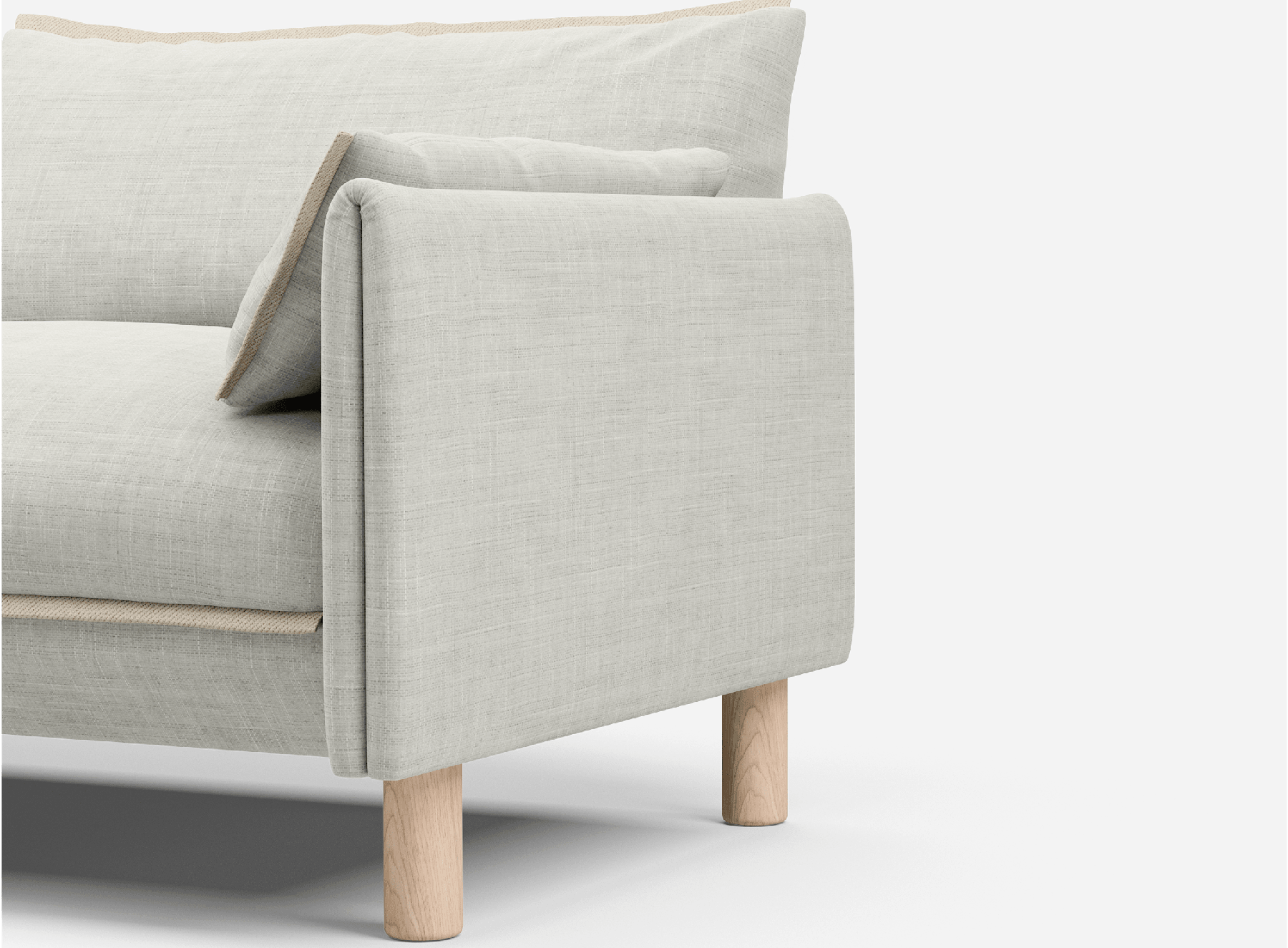 5 Seater Chaise Corner Right Hand Sofa | Weave Ecru - Cozmo @ Ecru Weave Jacket | Natural Trim