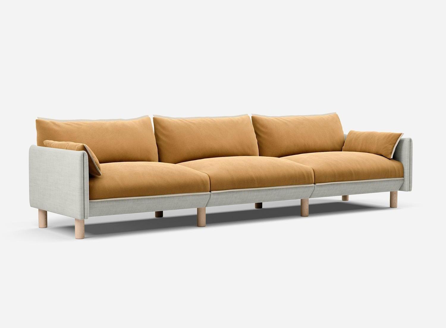 5 Seater Sofa | Weave Ecru - Cozmo @ Ochre Cotton Jacket | Natural Trim