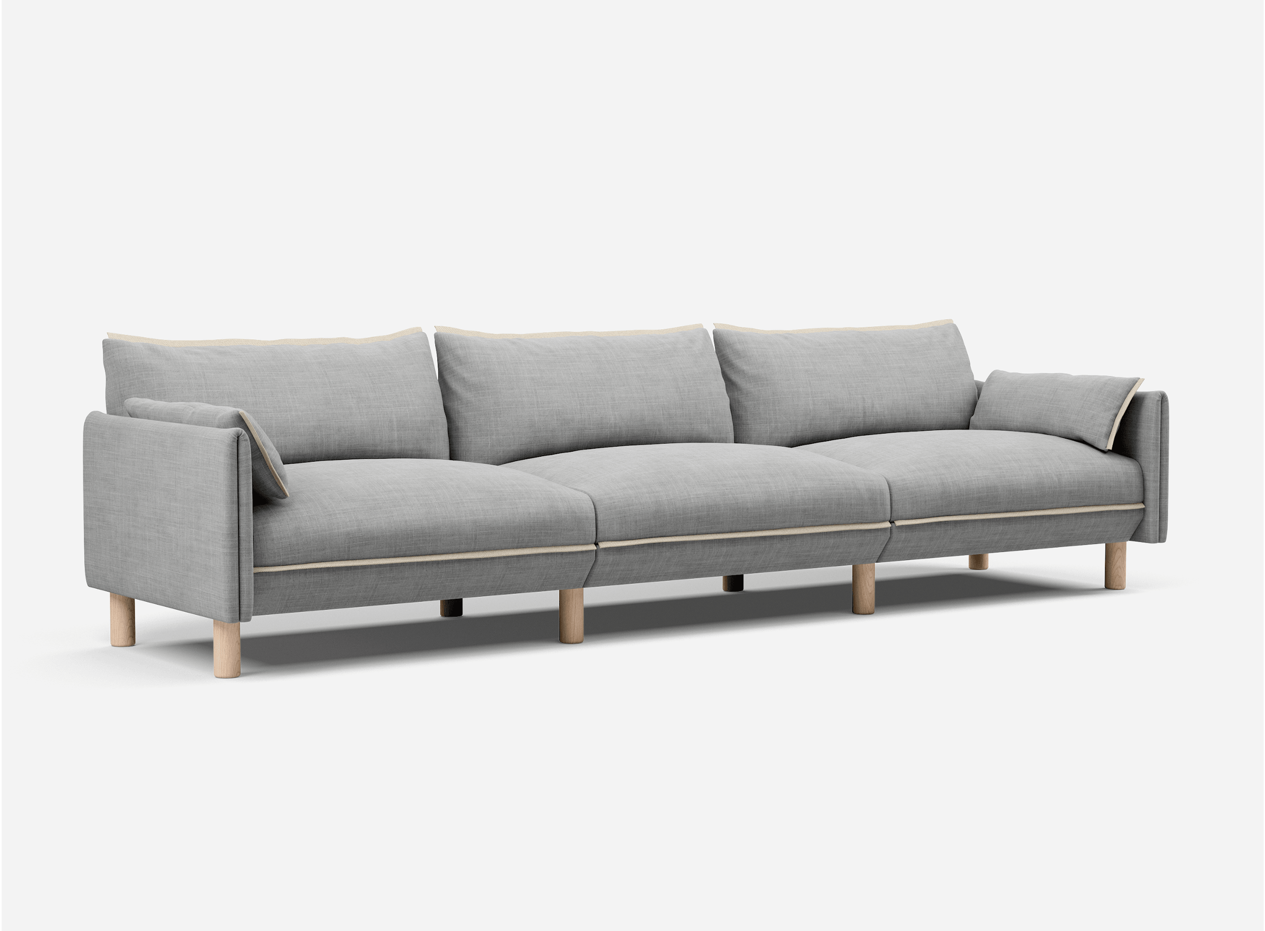 5 Seater Sofa | Weave Light Grey / Fleece Cream - Cozmo @ Light Grey Weave Jacket | Natural Trim