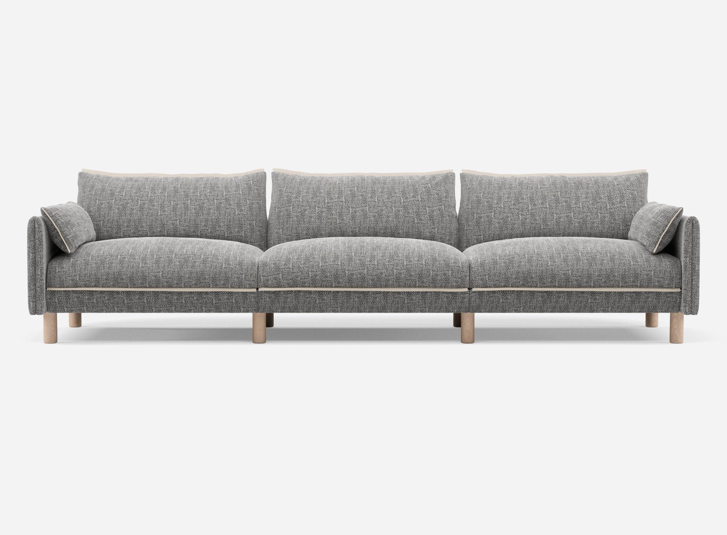 5 Seater Sofa | Textured Weave Salt & Pepper - Cozmo @ Salt & Pepper Textured Weave Jacket | Natural Trim