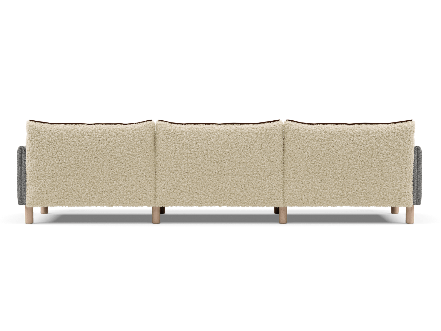 5 Seater Sofa | Textured Weave Salt & Pepper - Cozmo @ Cream Fleece Jacket | Brick Trim