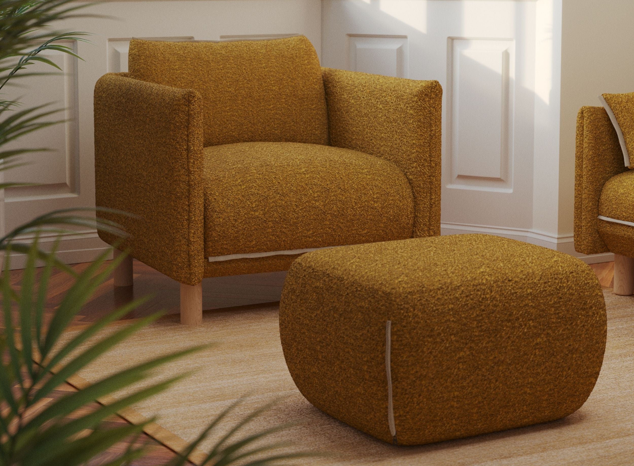 Cozy Pouffe | Mustard Boucle