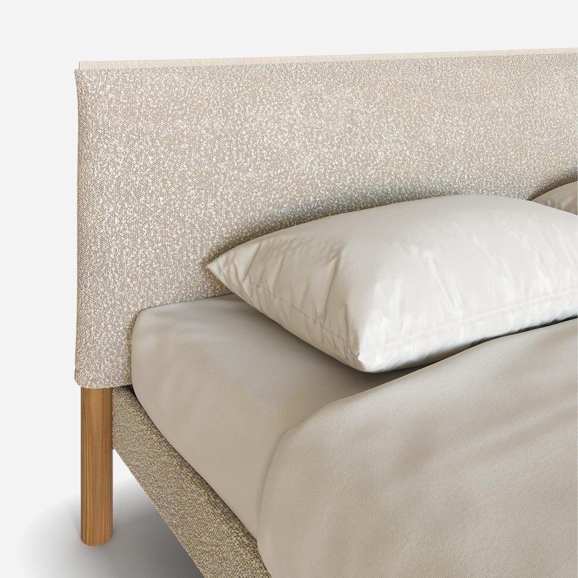 Cozy Bed | Double - Ecru Boucle Frame | Ecru Boucle Headboard