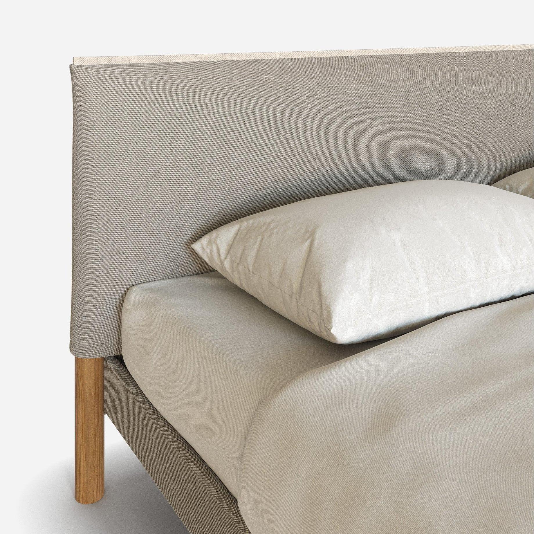 Cozy Bed | Double - Natural Linen Weave Frame | Natural Linen Weave Headboard